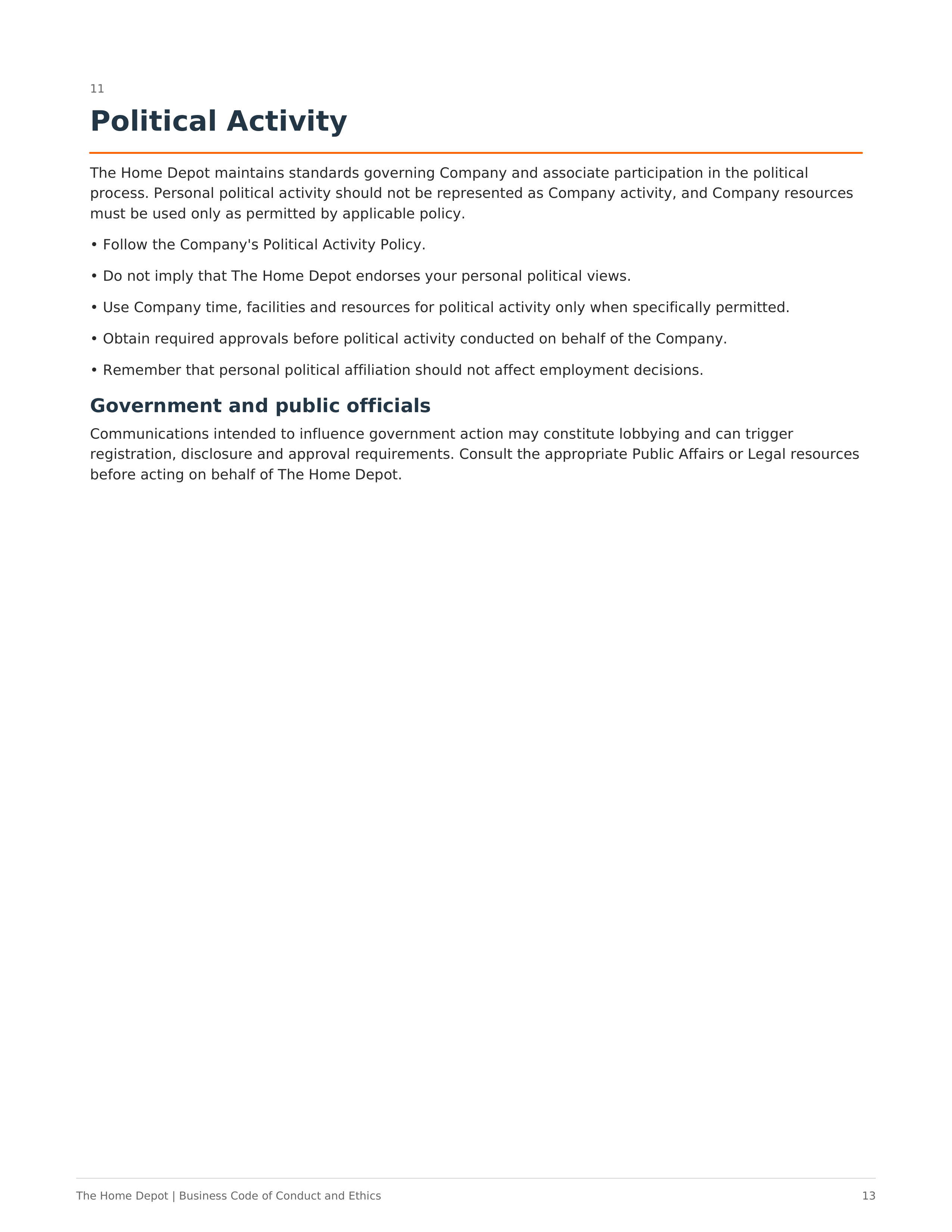 The Home Depot Business Code of Conduct and Ethics Handbook — page 13