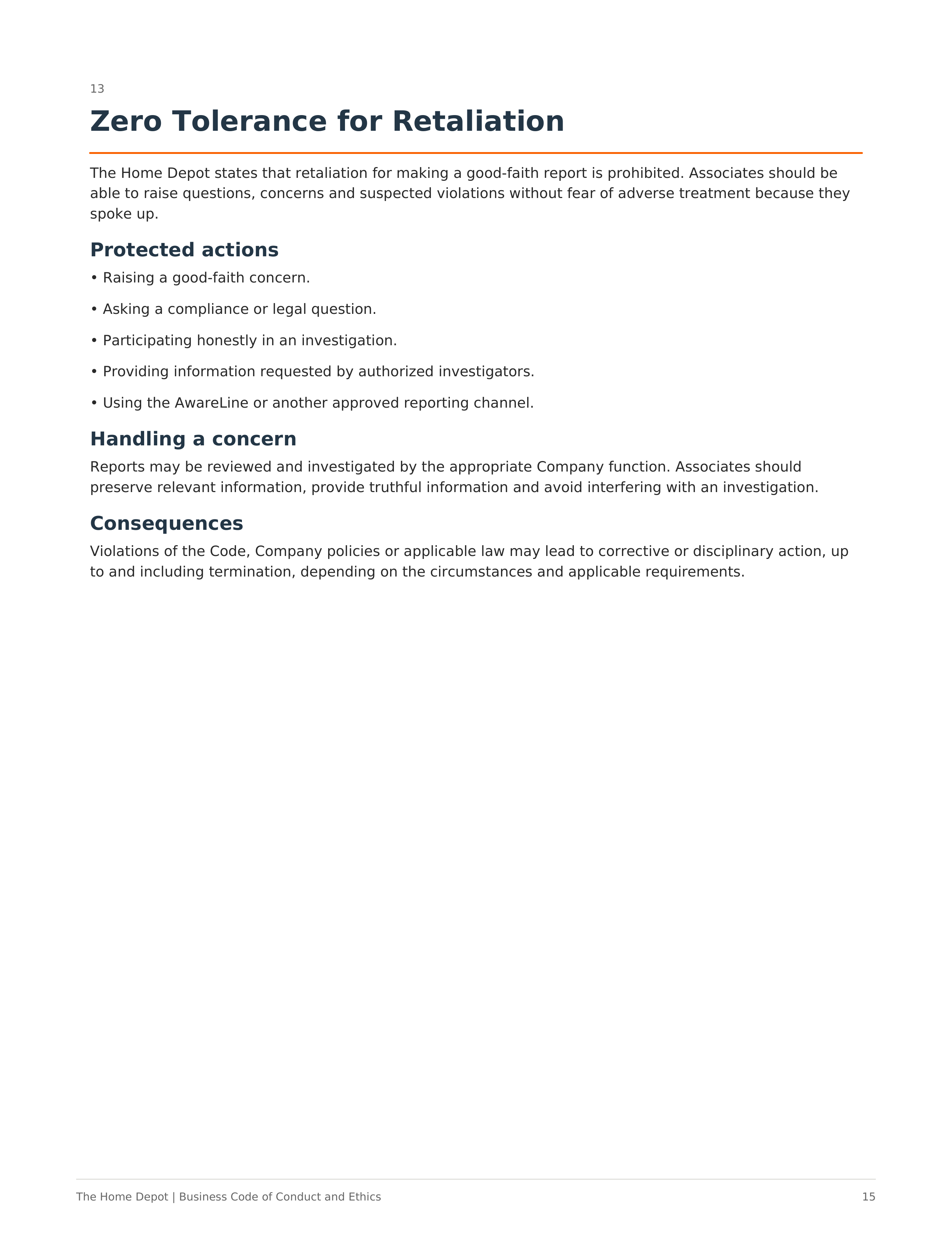 The Home Depot Business Code of Conduct and Ethics Handbook — page 15