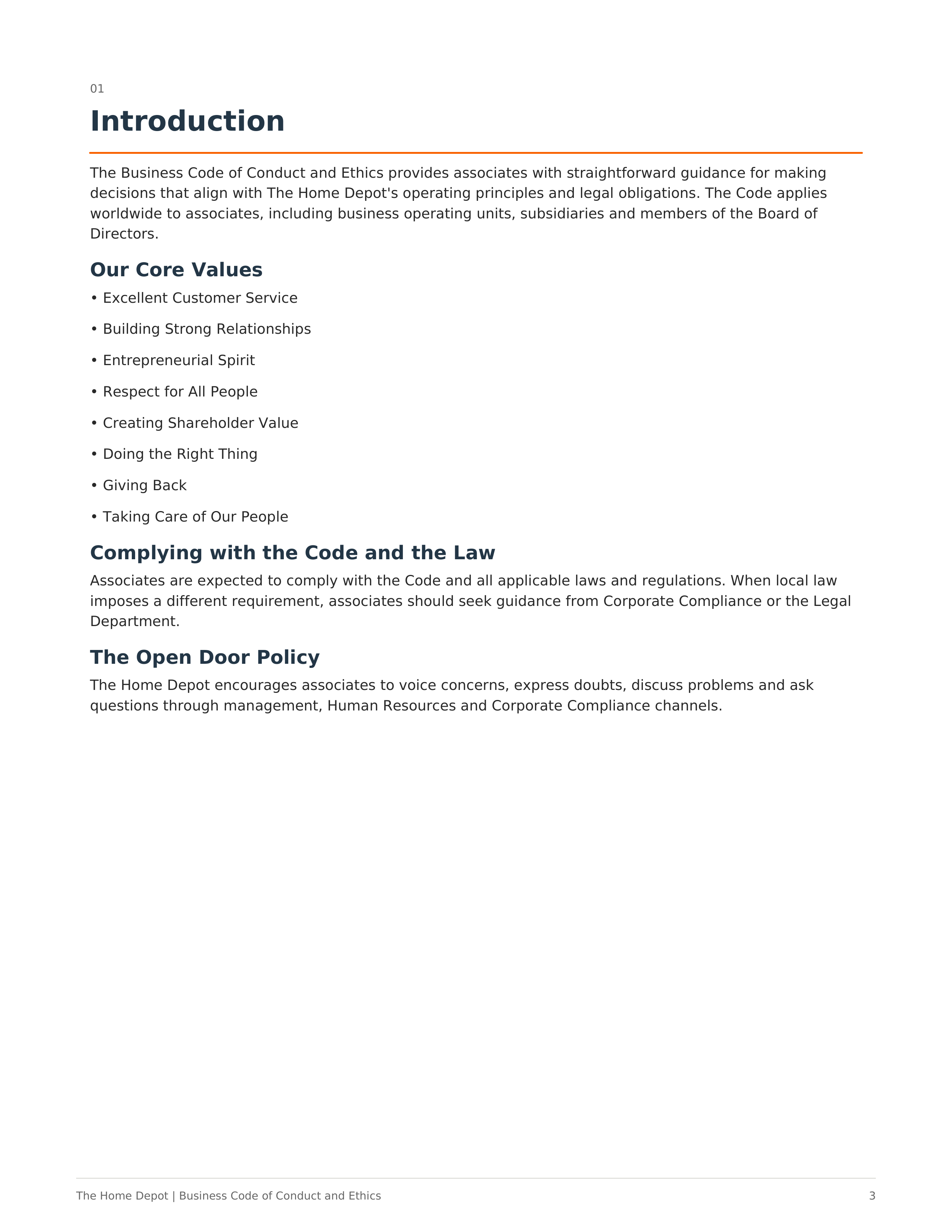 The Home Depot Business Code of Conduct and Ethics Handbook — page 3