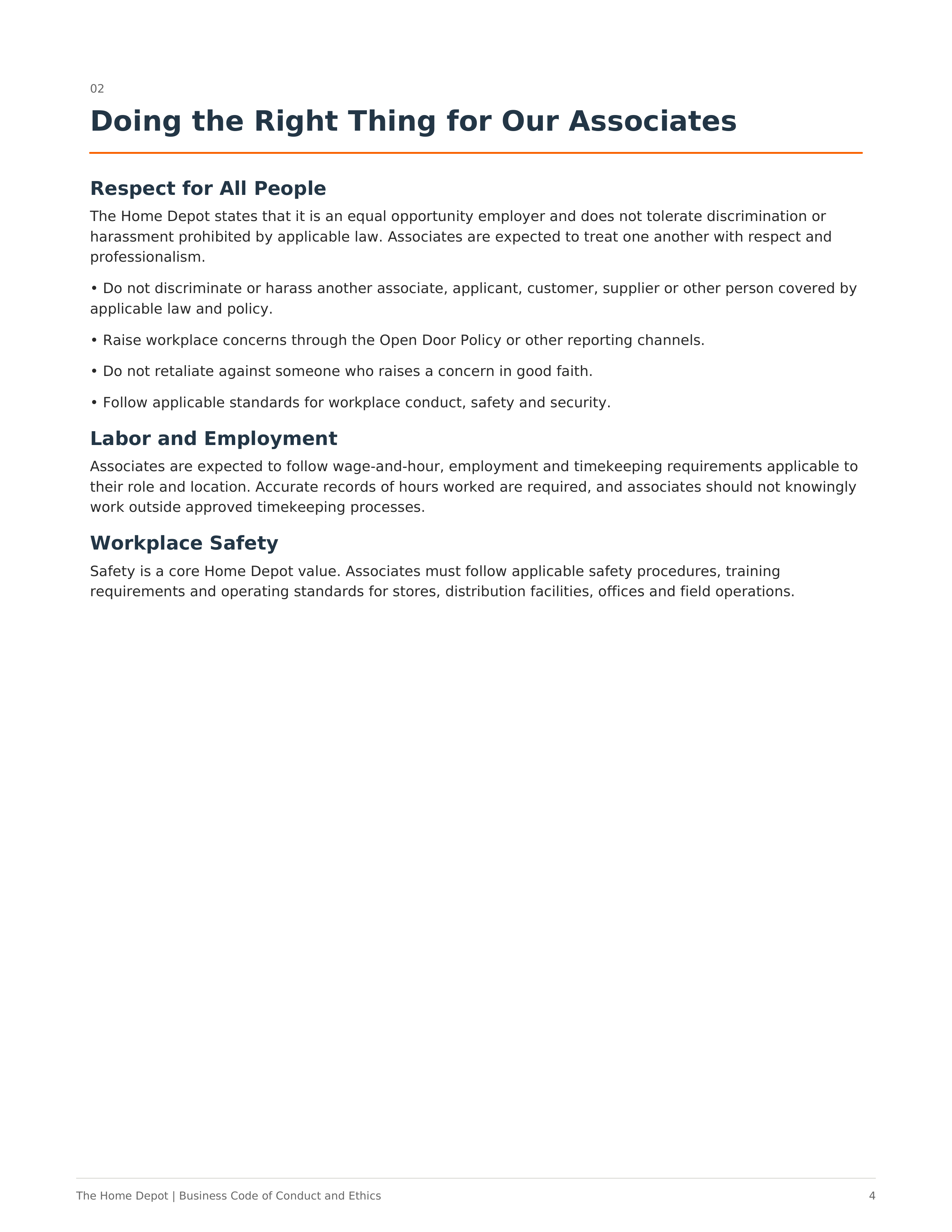 The Home Depot Business Code of Conduct and Ethics Handbook — page 4
