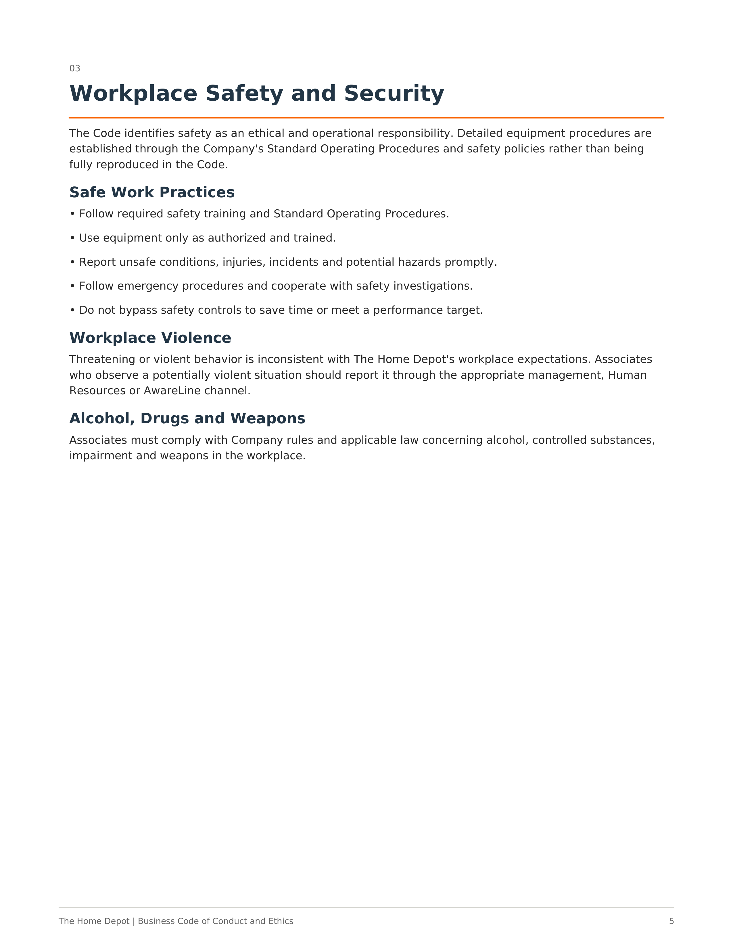 The Home Depot Business Code of Conduct and Ethics Handbook — page 5