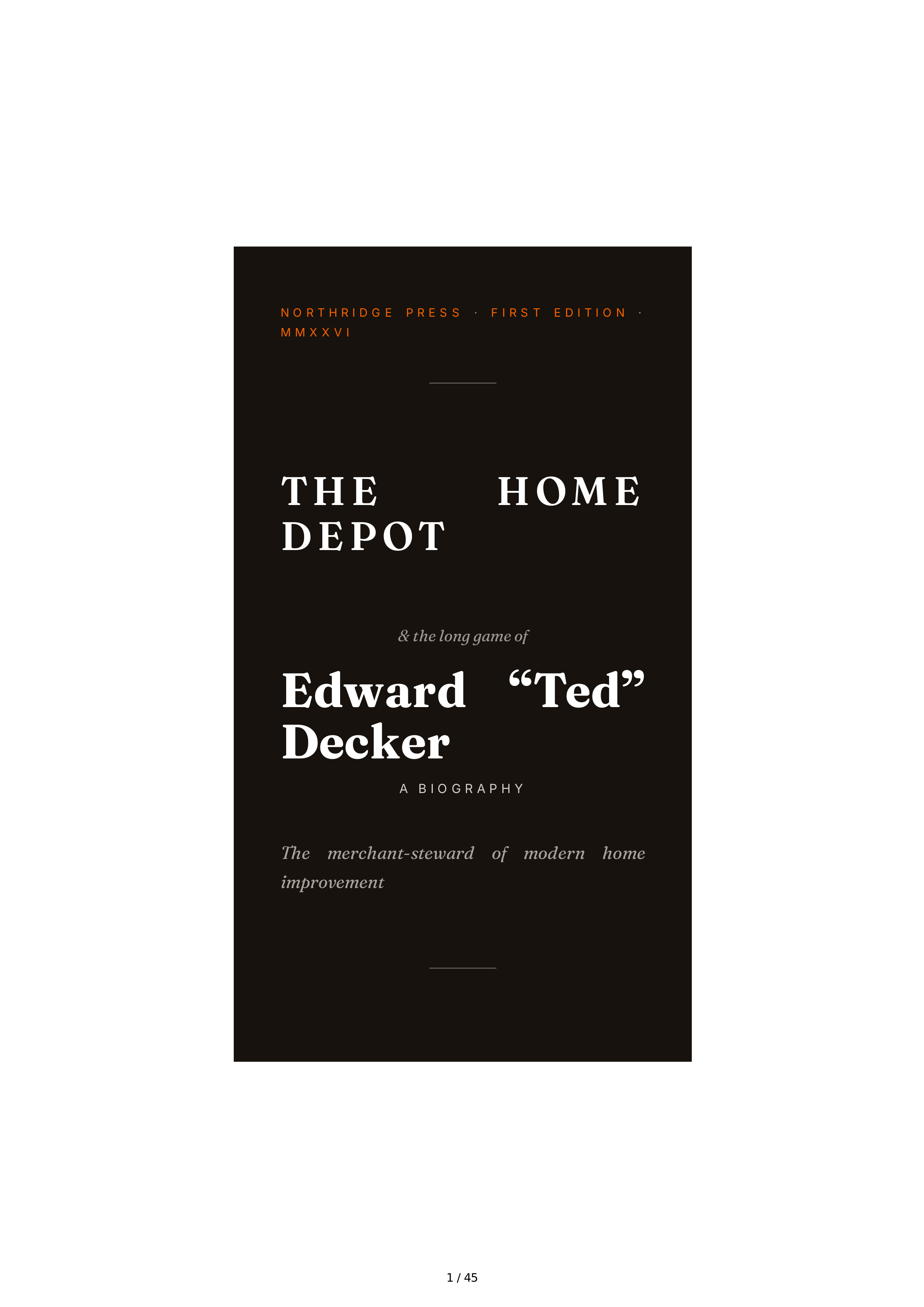 The Home Depot Edward Ted Decker Biography — page 1