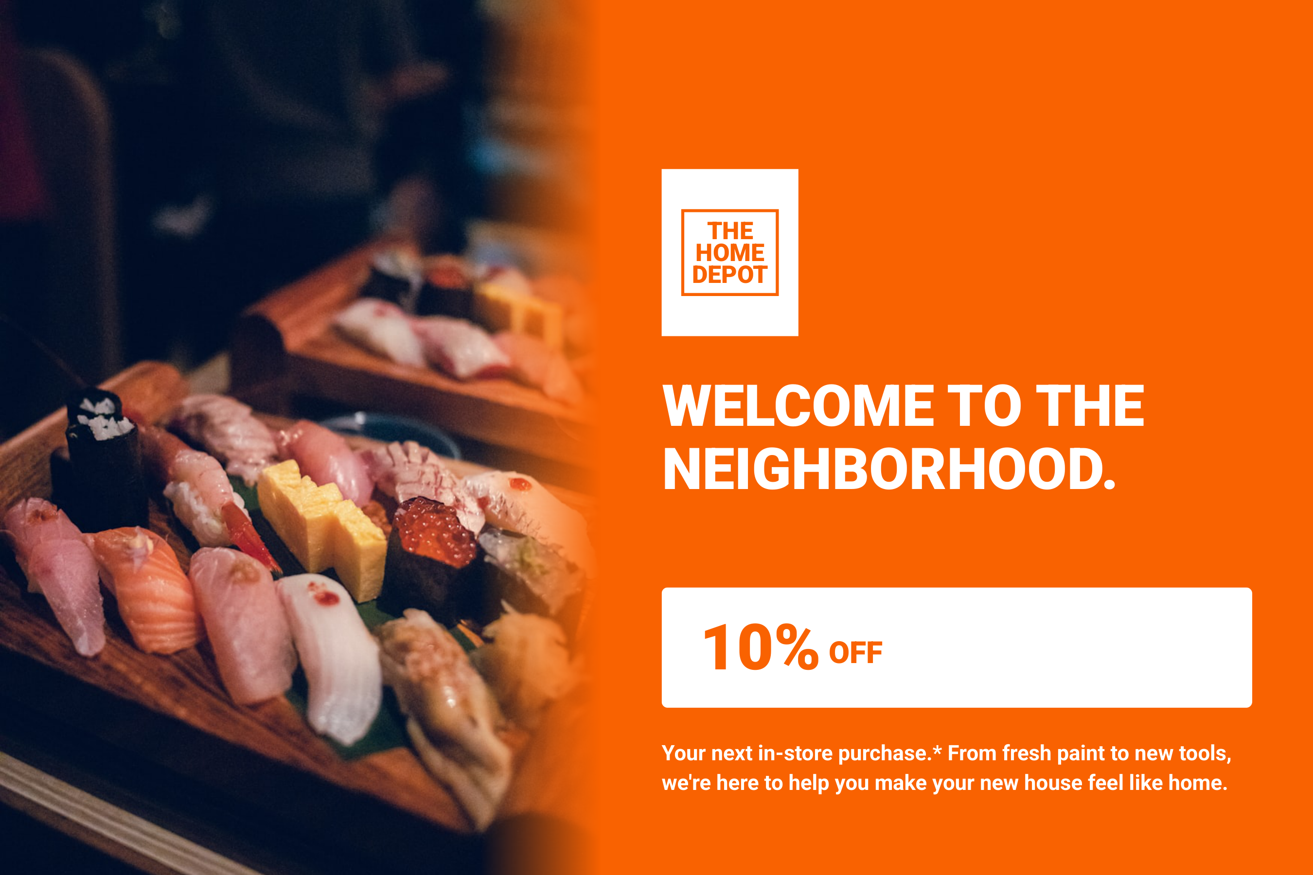 The Home Depot New Mover 10% Off Welcome Postcard — page 1
