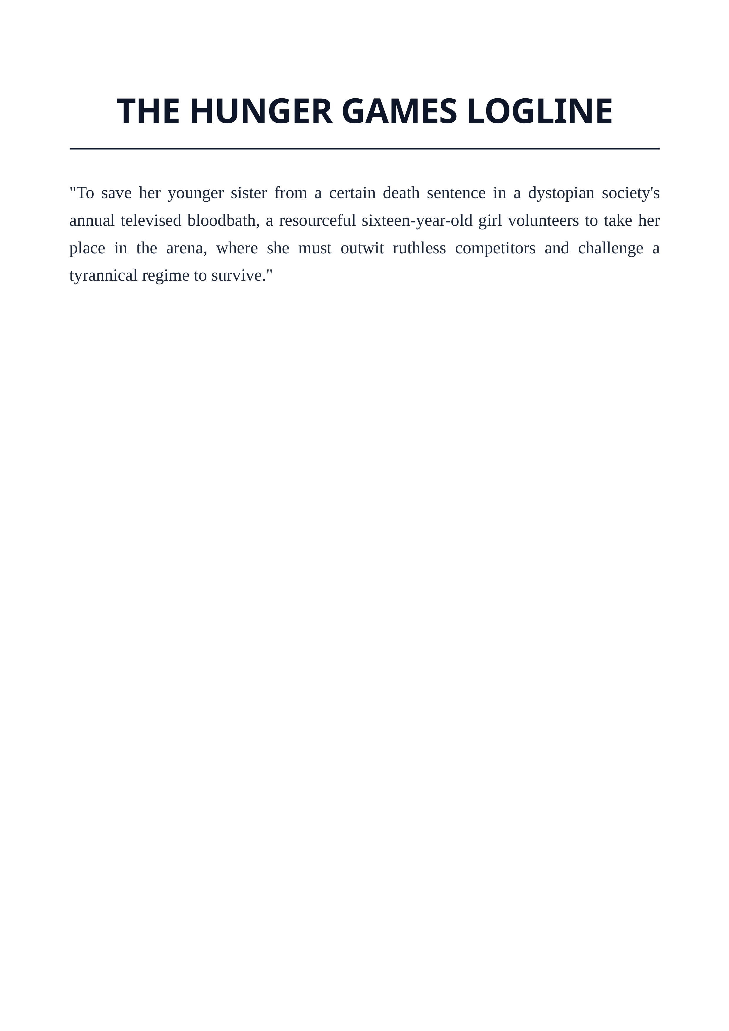 The Hunger Games Logline — page 1