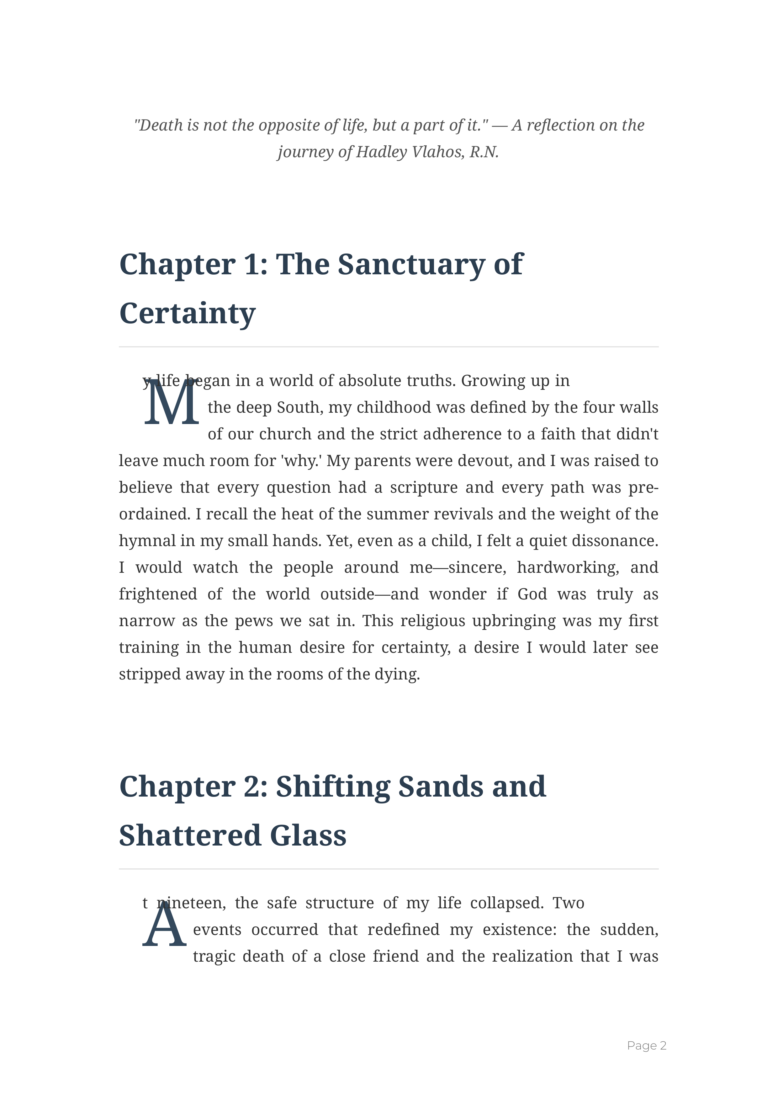 The In Between by Hadley Vlahos Hospice Nurse and Author Autobiography — page 2