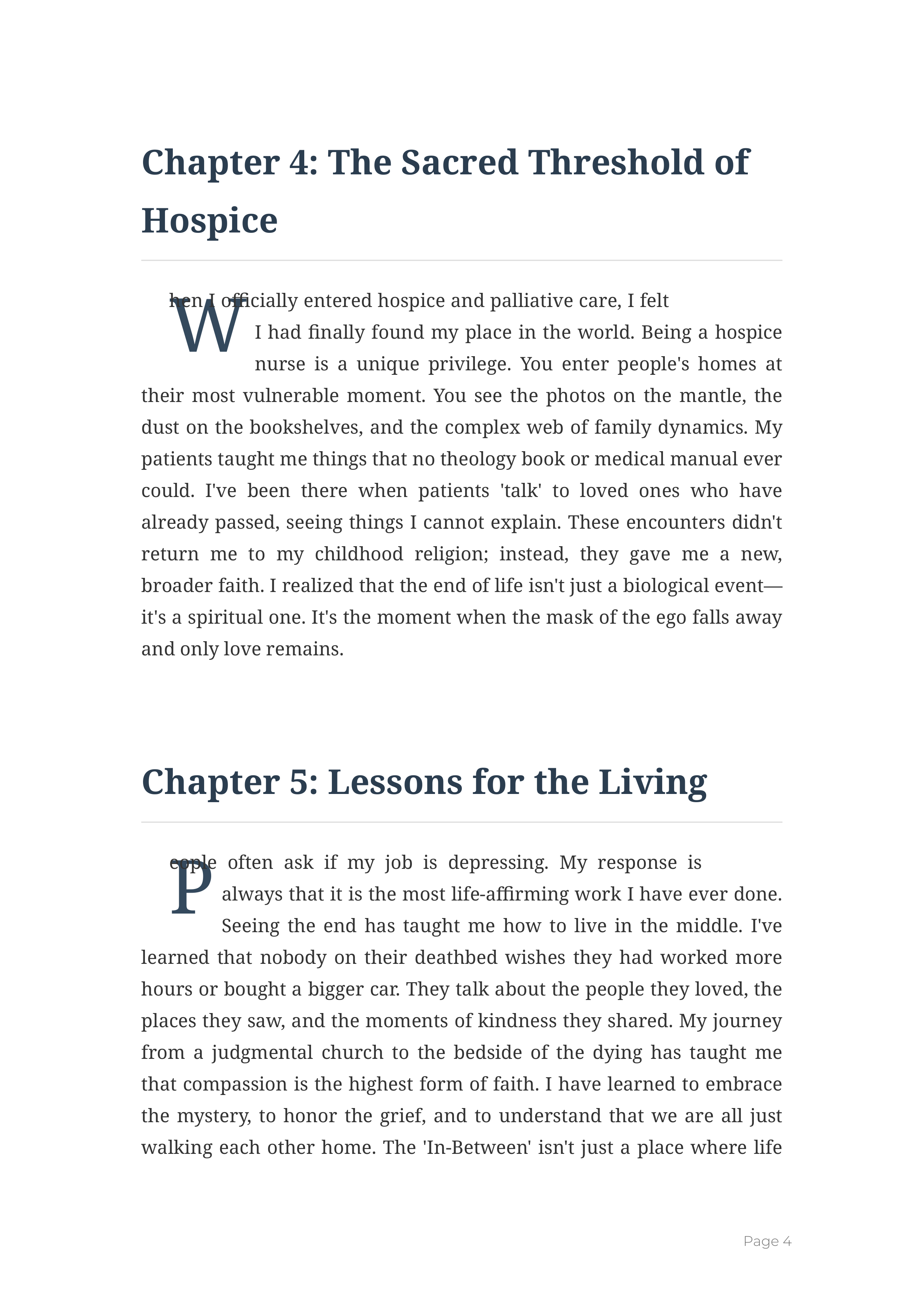 The In Between by Hadley Vlahos Hospice Nurse and Author Autobiography — page 4