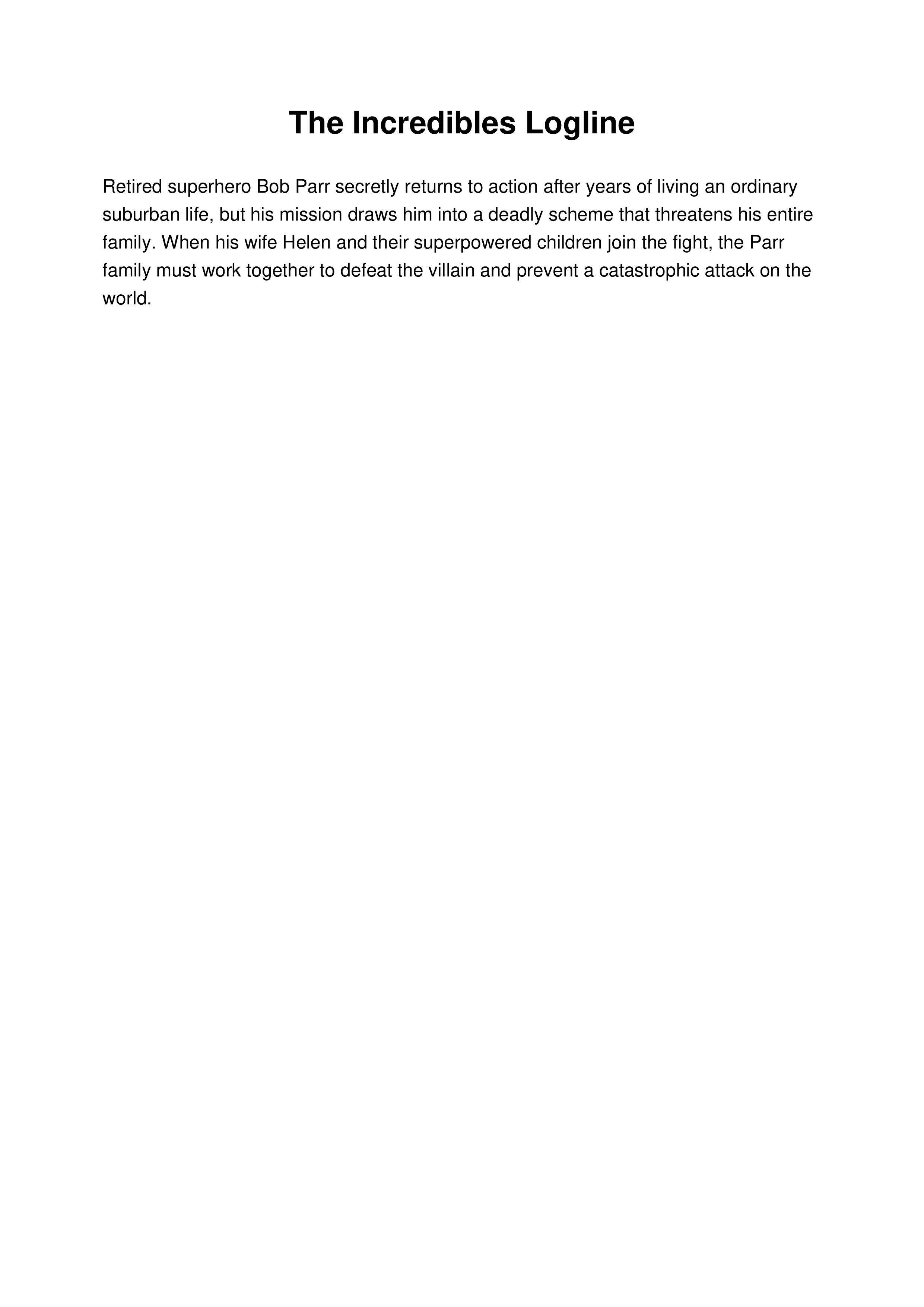 The Incredibles Logline — page 1