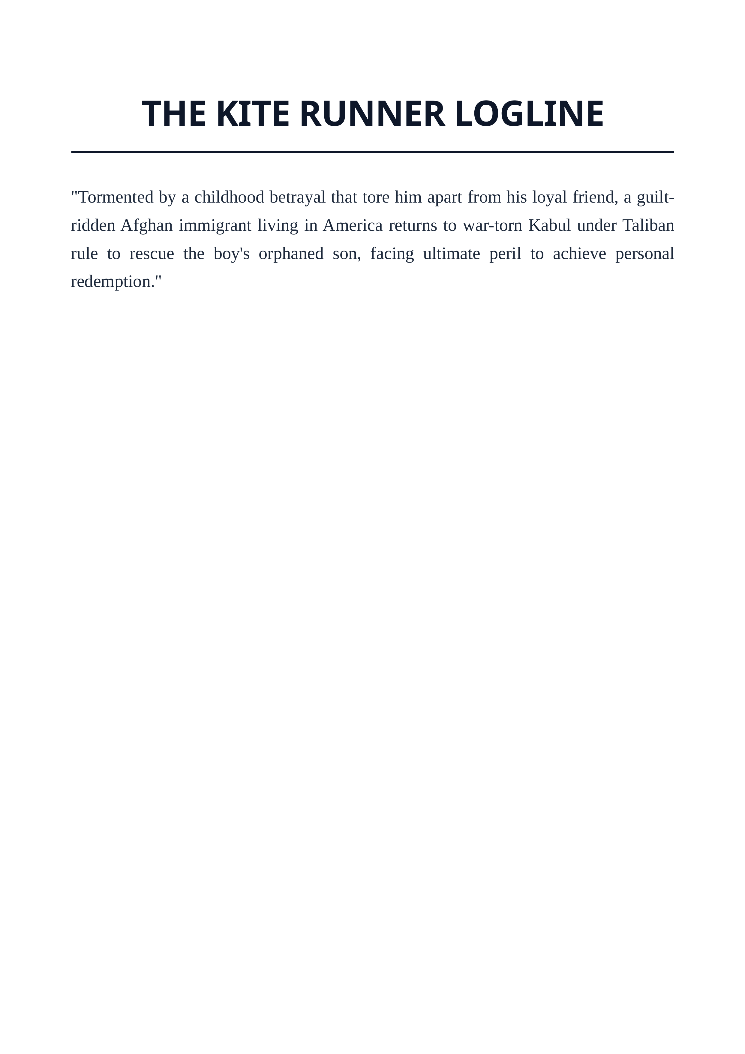 The Kite Runner Logline — page 1