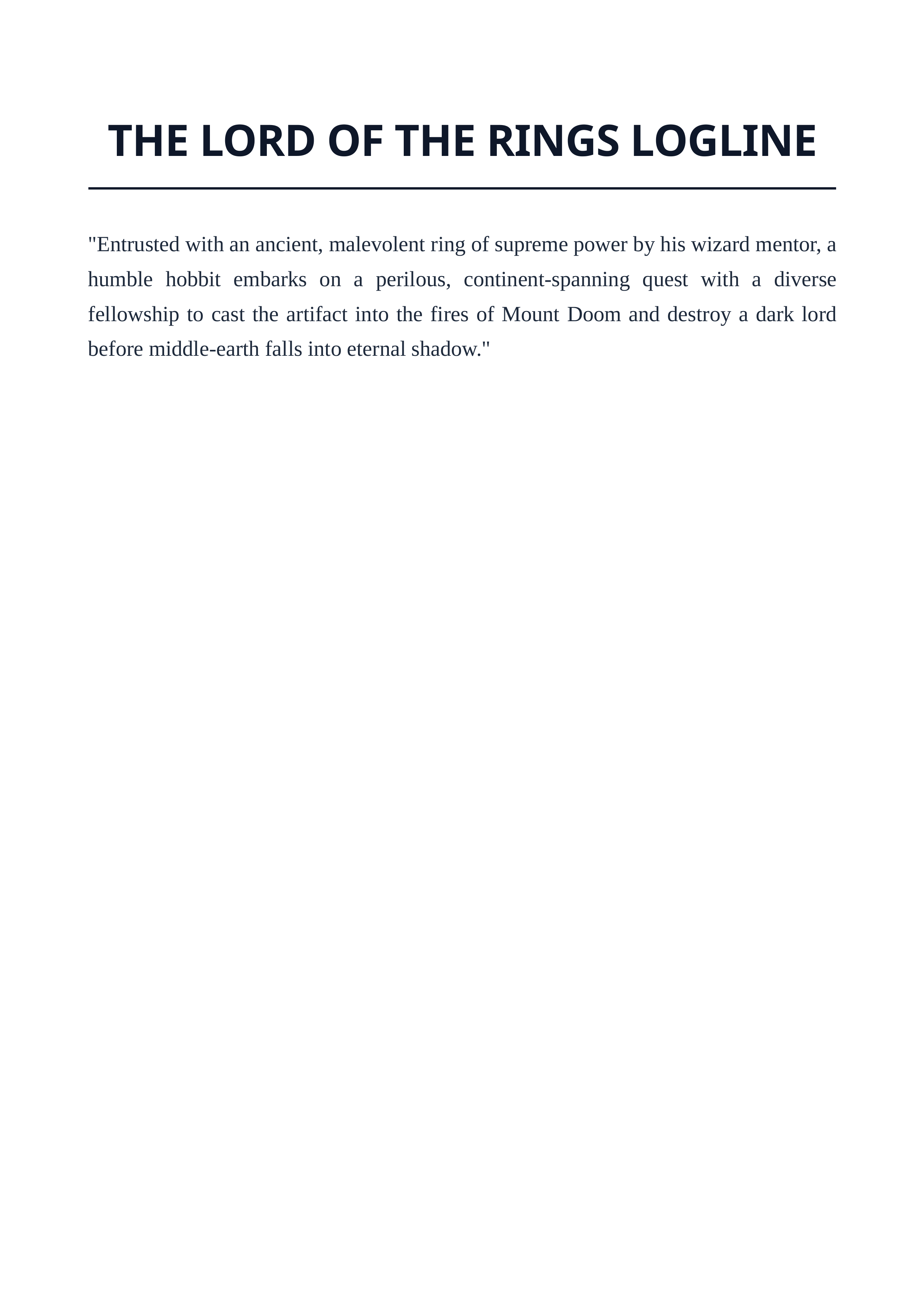 The Lord of the Rings Logline — page 1