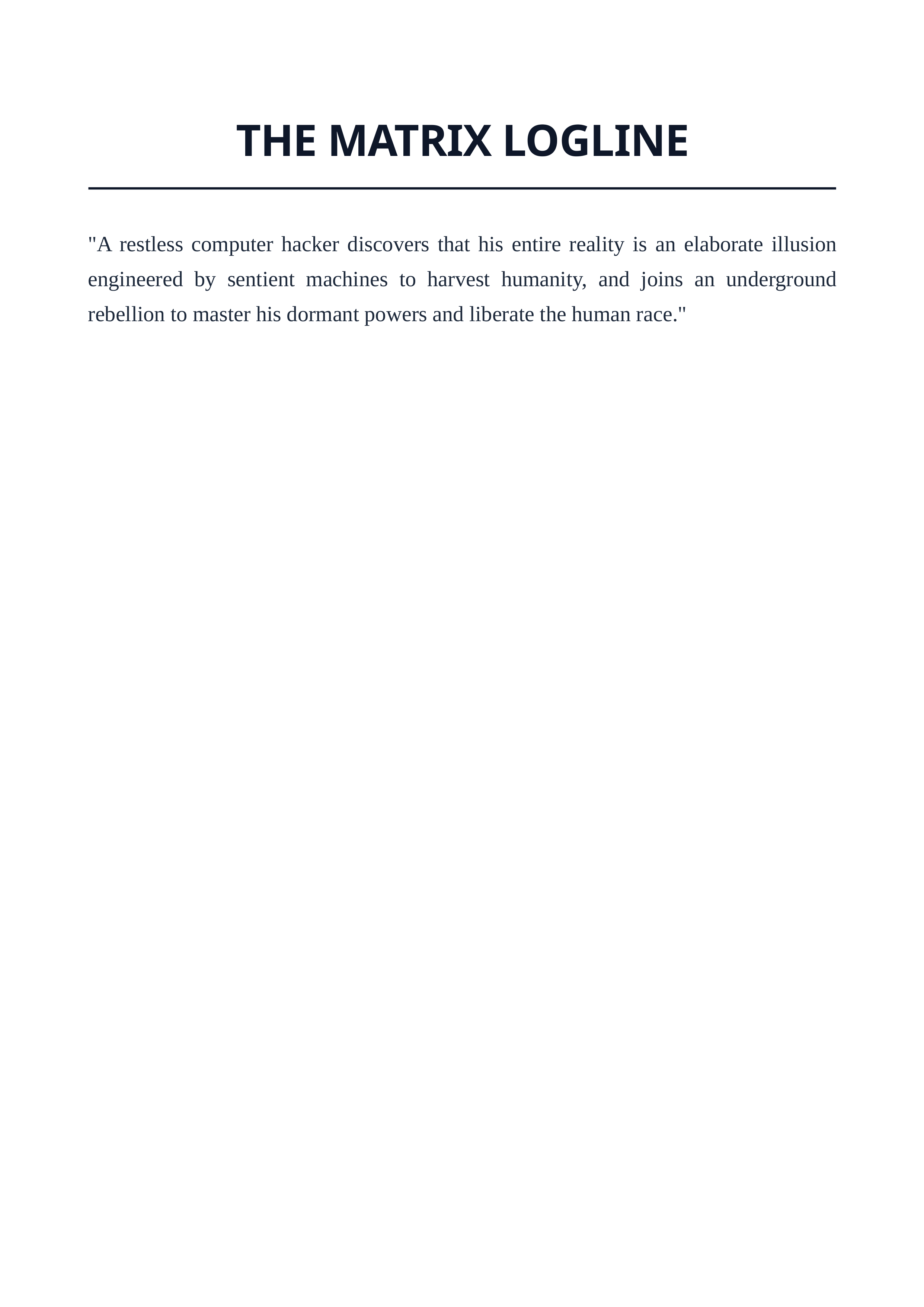 The Matrix Logline — page 1