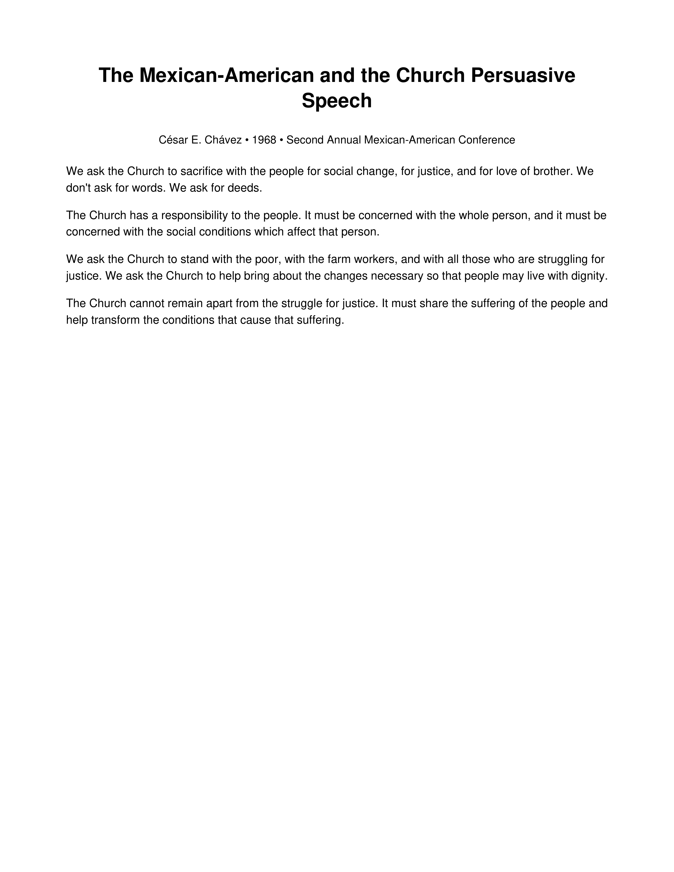 The Mexican-American and the Church Persuasive Speech — page 1