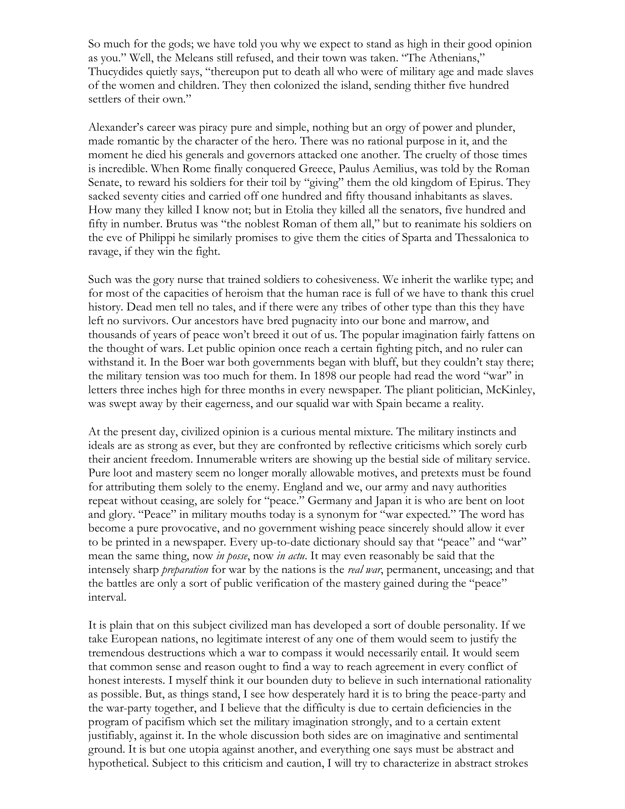 The Moral Equivalent of War Essay — page 2
