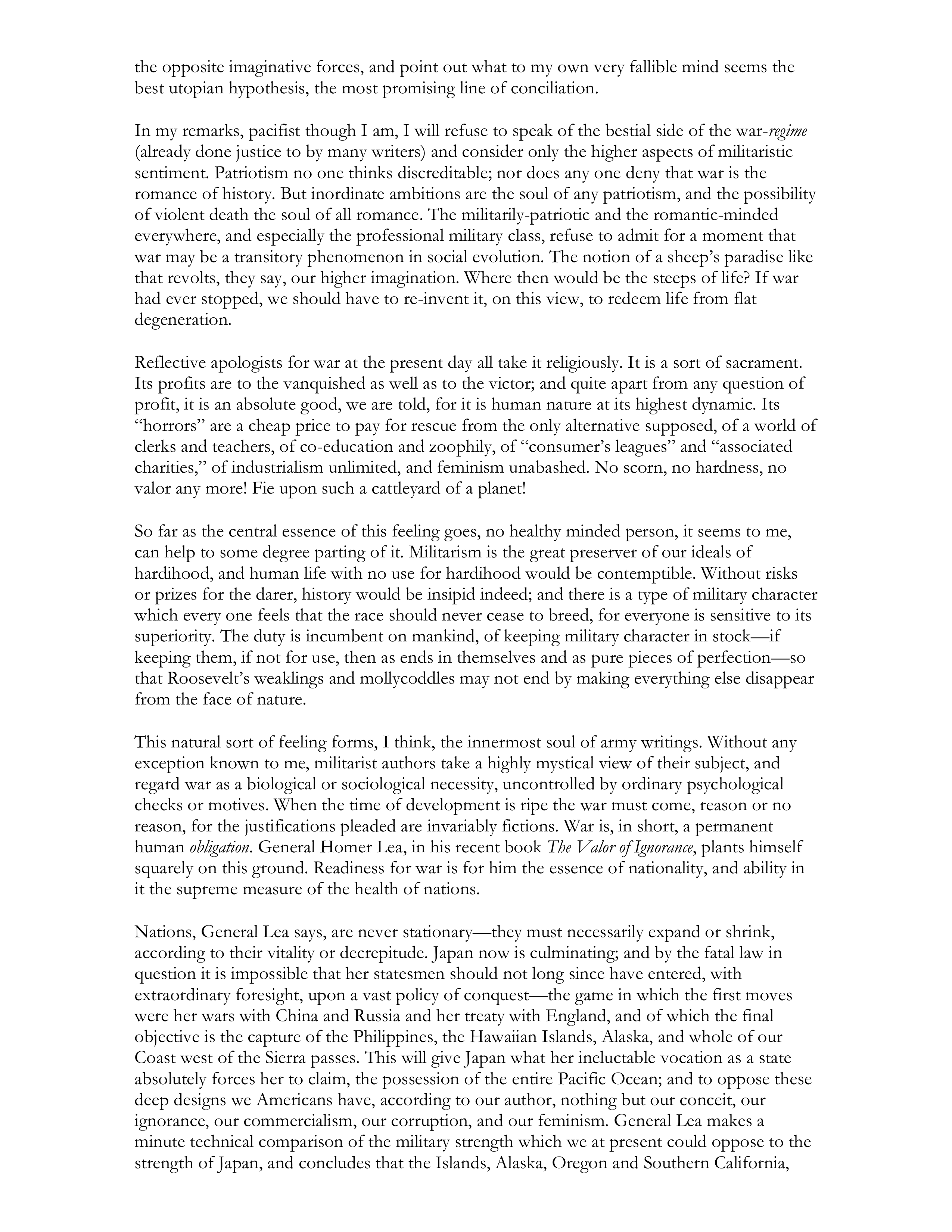 The Moral Equivalent of War Essay — page 3