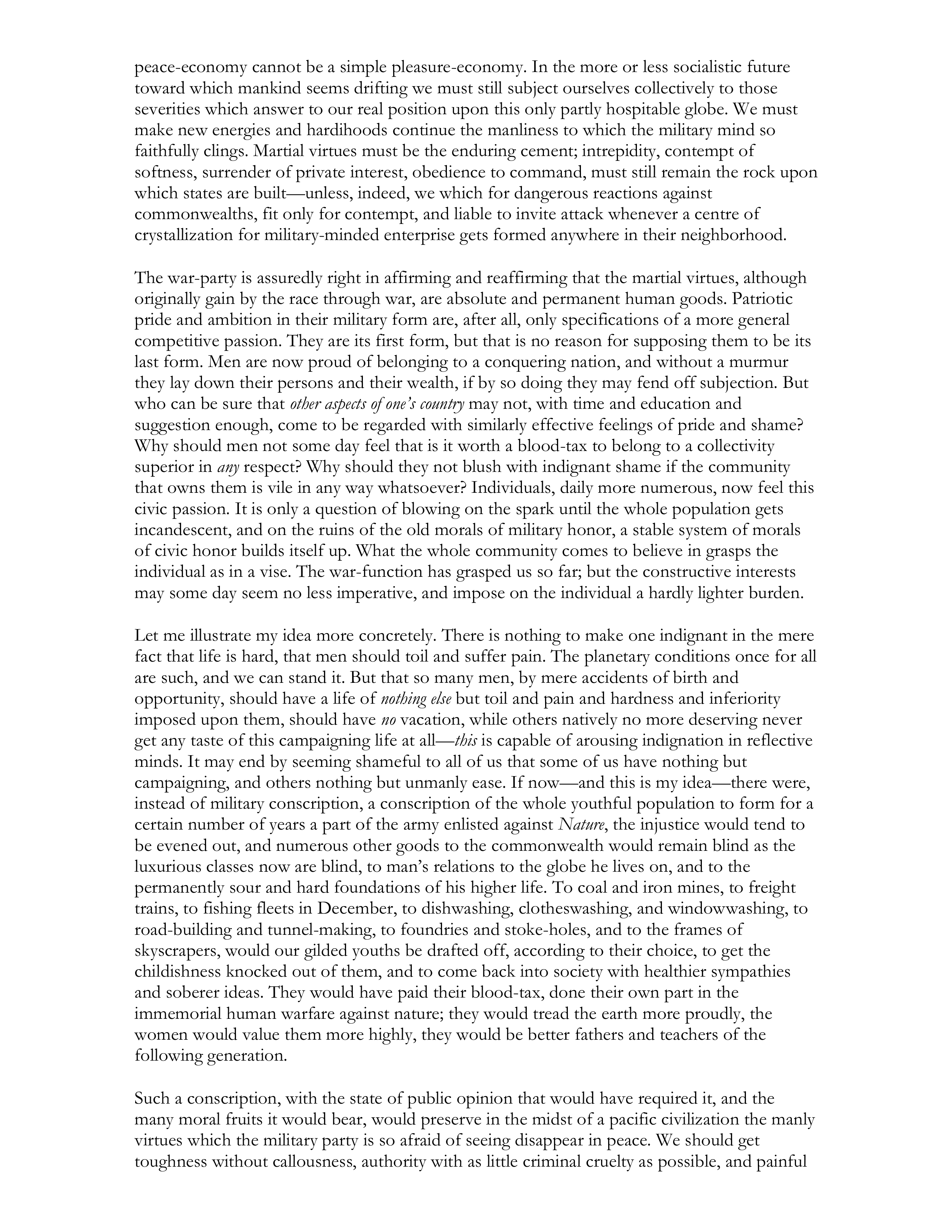 The Moral Equivalent of War Essay — page 6
