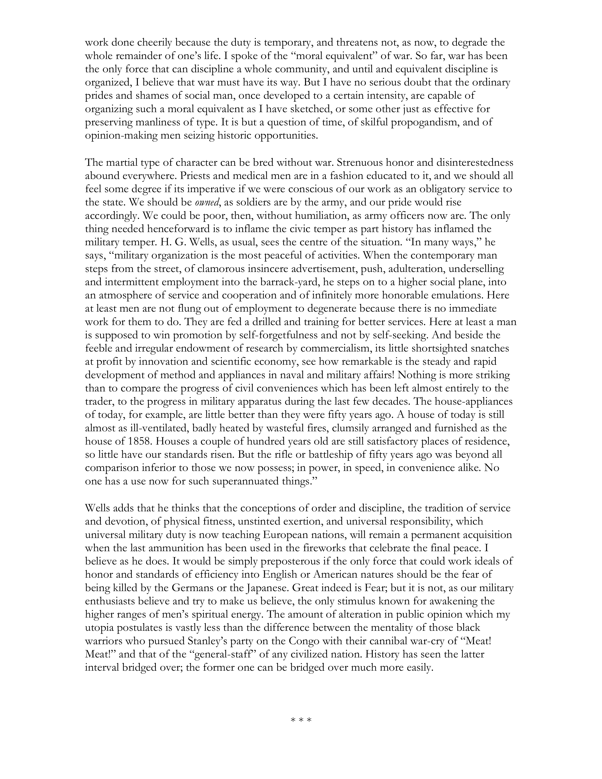 The Moral Equivalent of War Essay — page 7