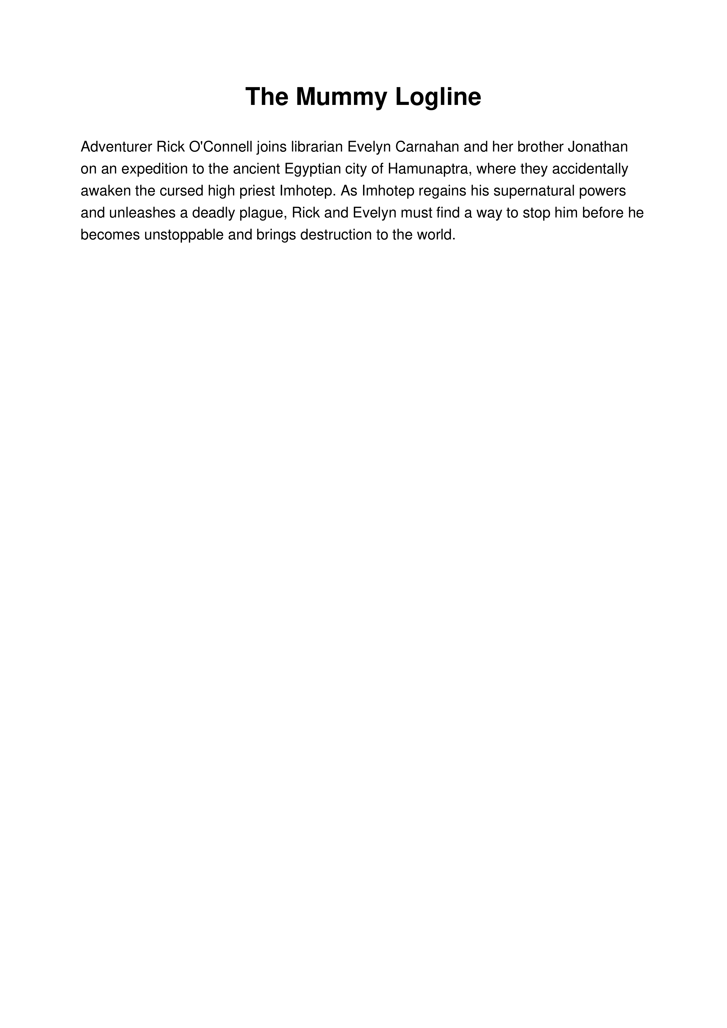 The Mummy Logline — page 1