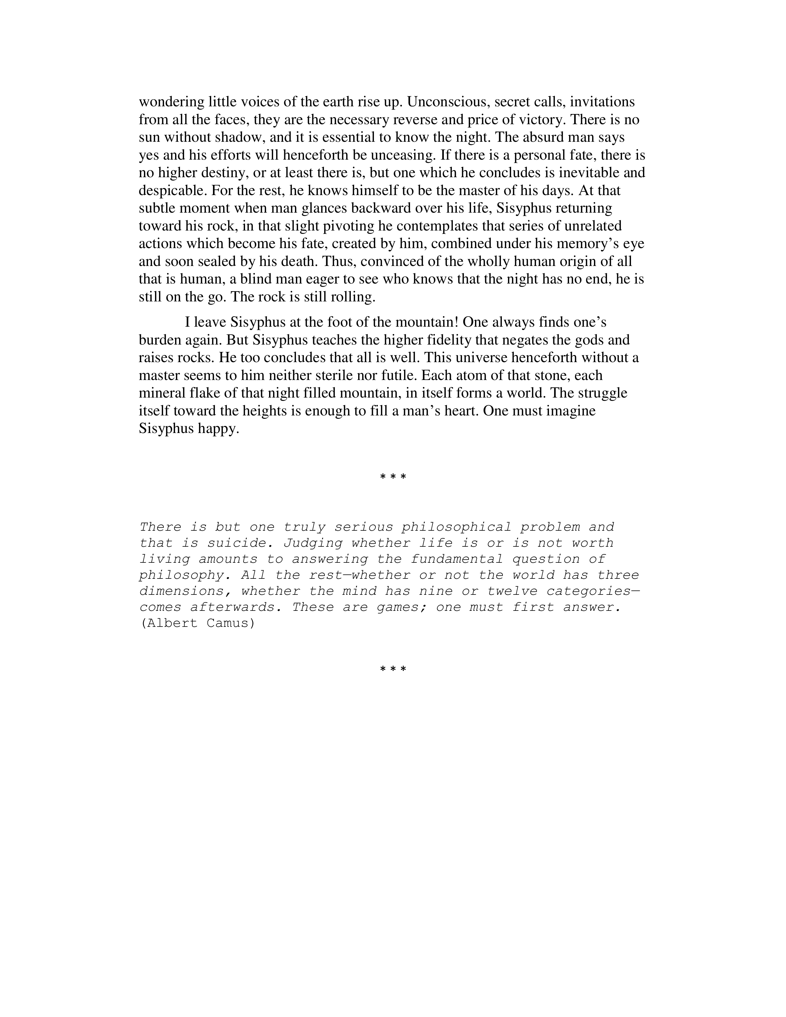 The Myth of Sisyphus Essay — page 3