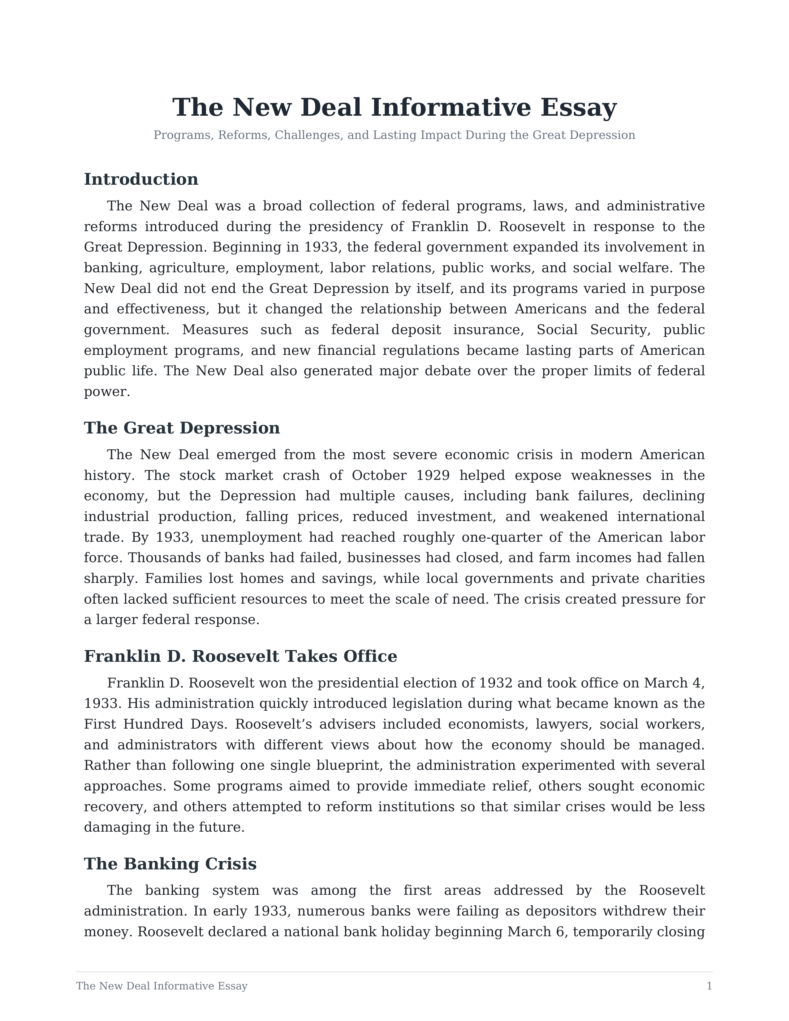 The New Deal Informative Essay — page 1
