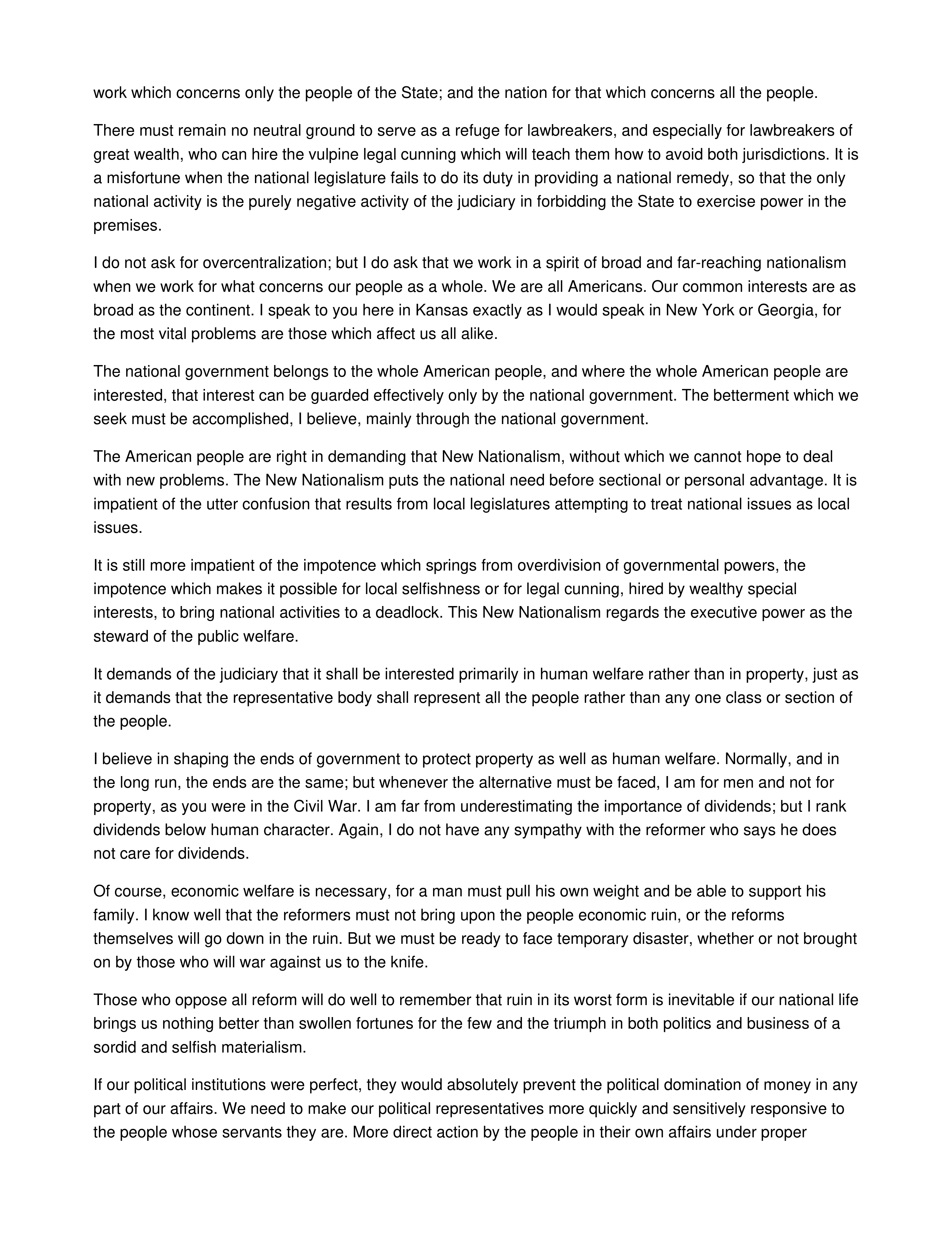 The New Nationalism Persuasive Speech — page 9