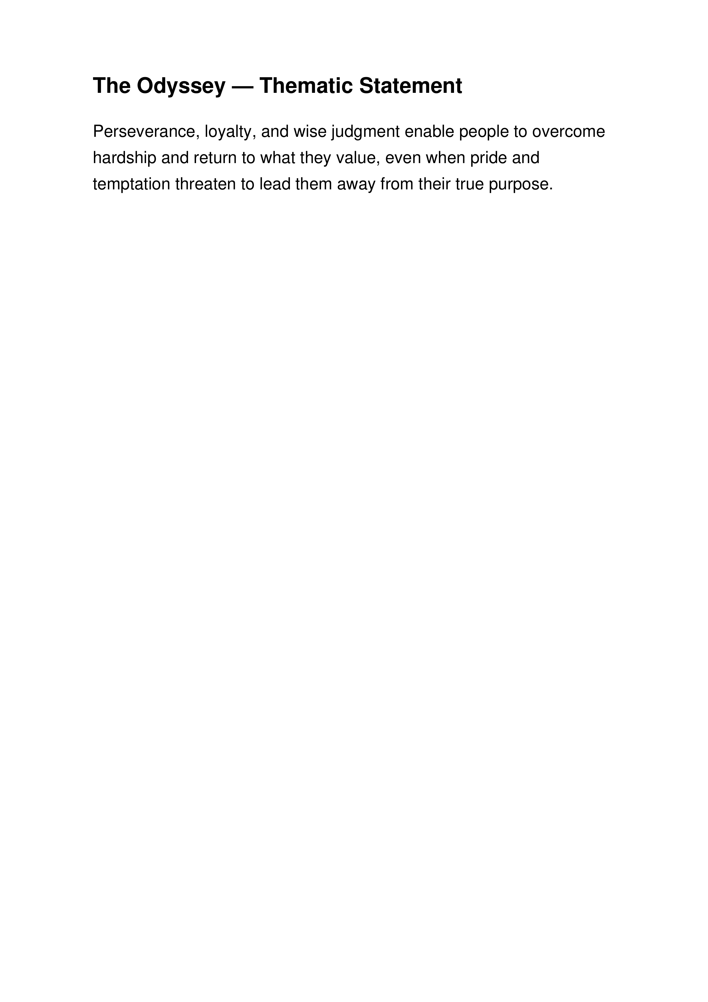 The Odyssey Thematic Statement — page 1