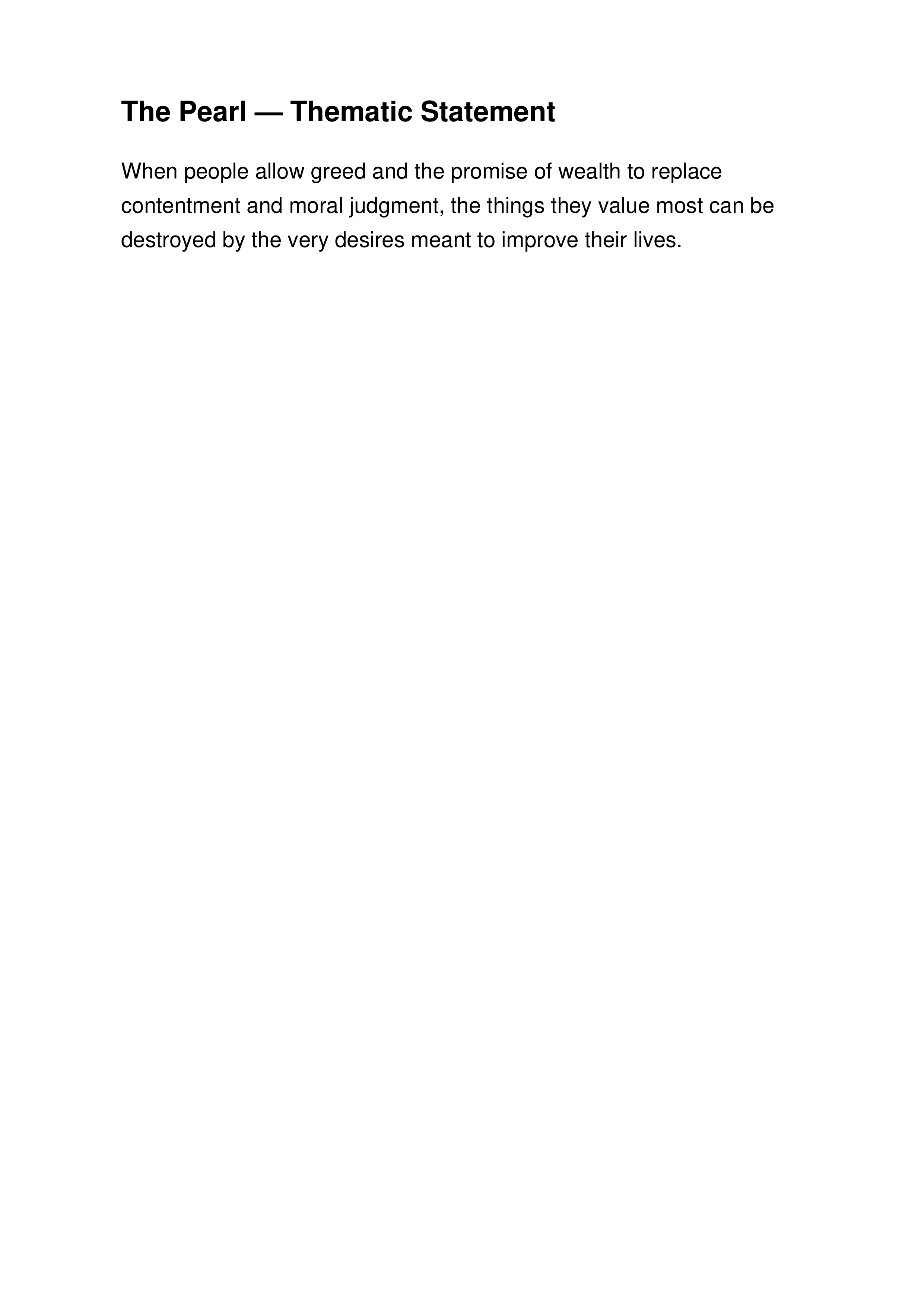 The Pearl Thematic Statement — page 1