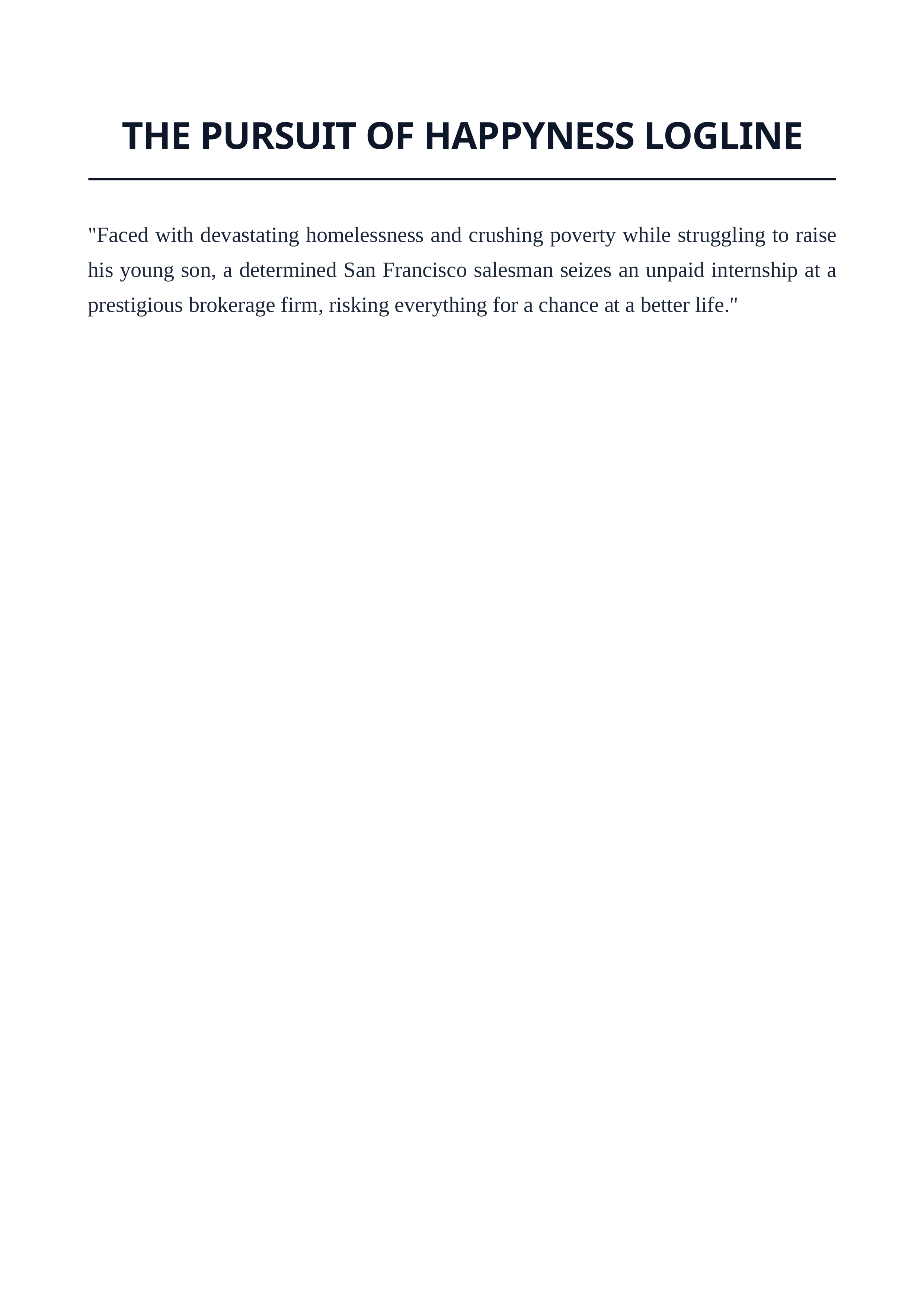 The Pursuit of Happyness Logline — page 1