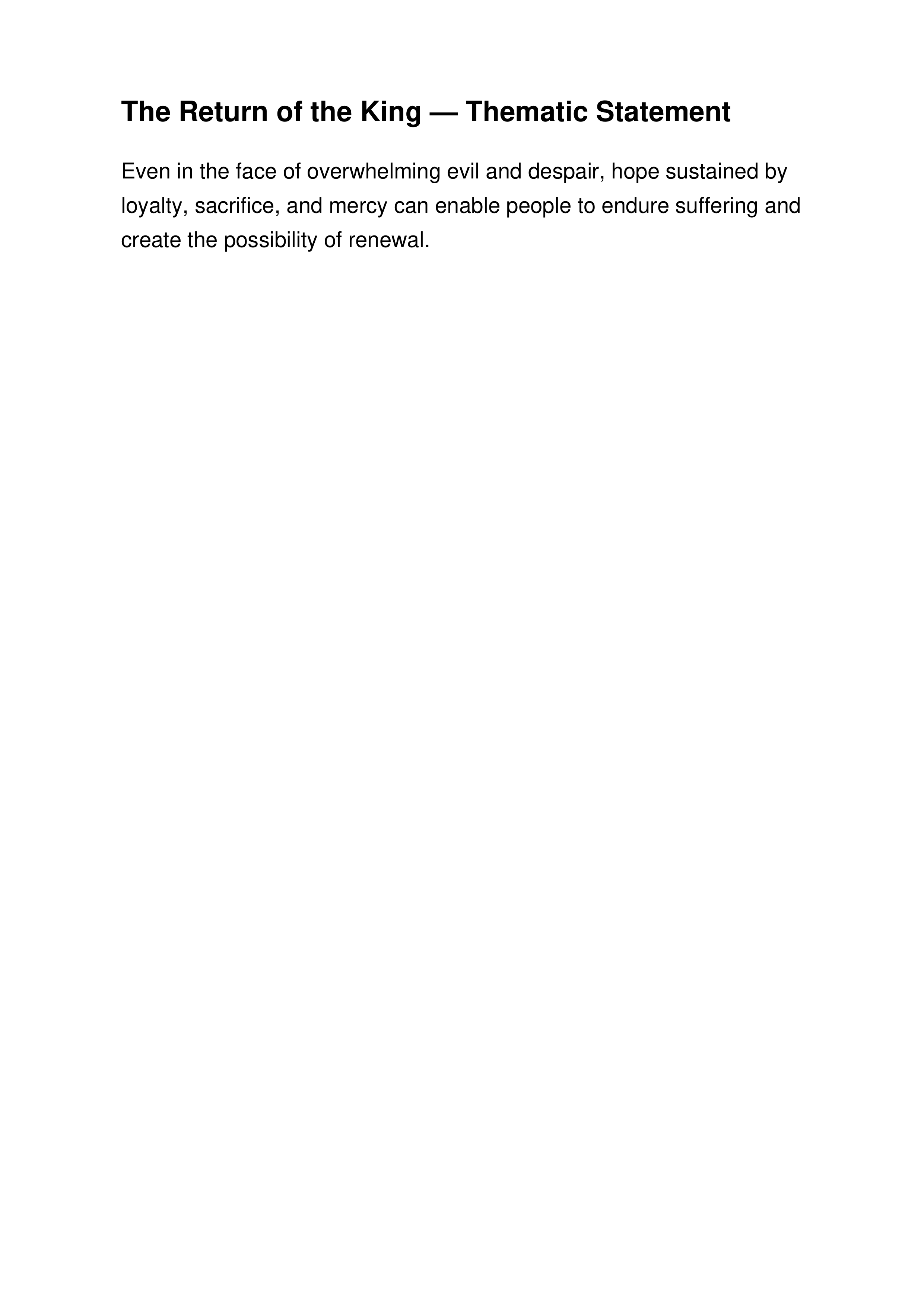 The Return of the King Thematic Statement — page 1