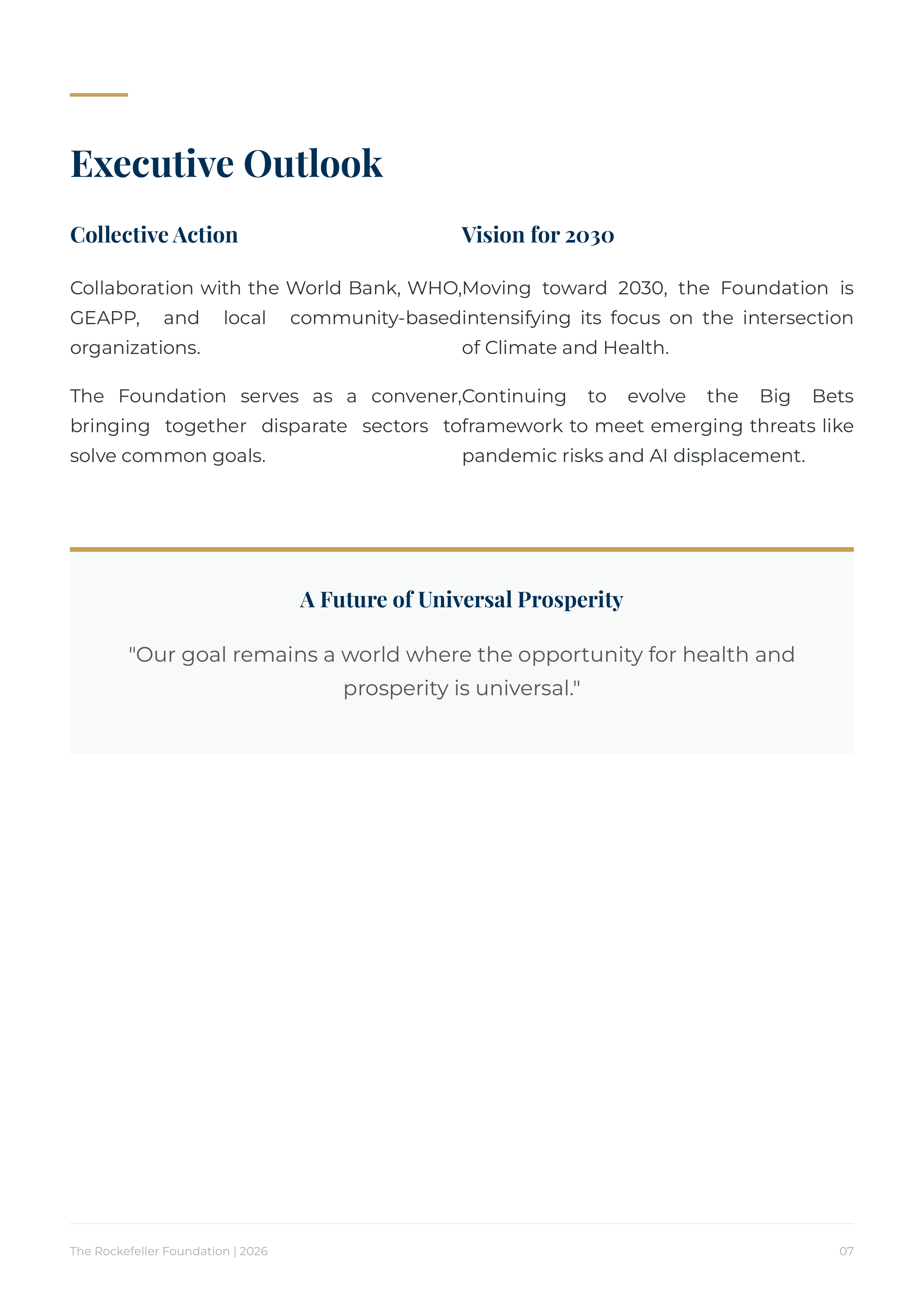 The Rockefeller Foundation Big Bets, Real Results Portfolio — page 8