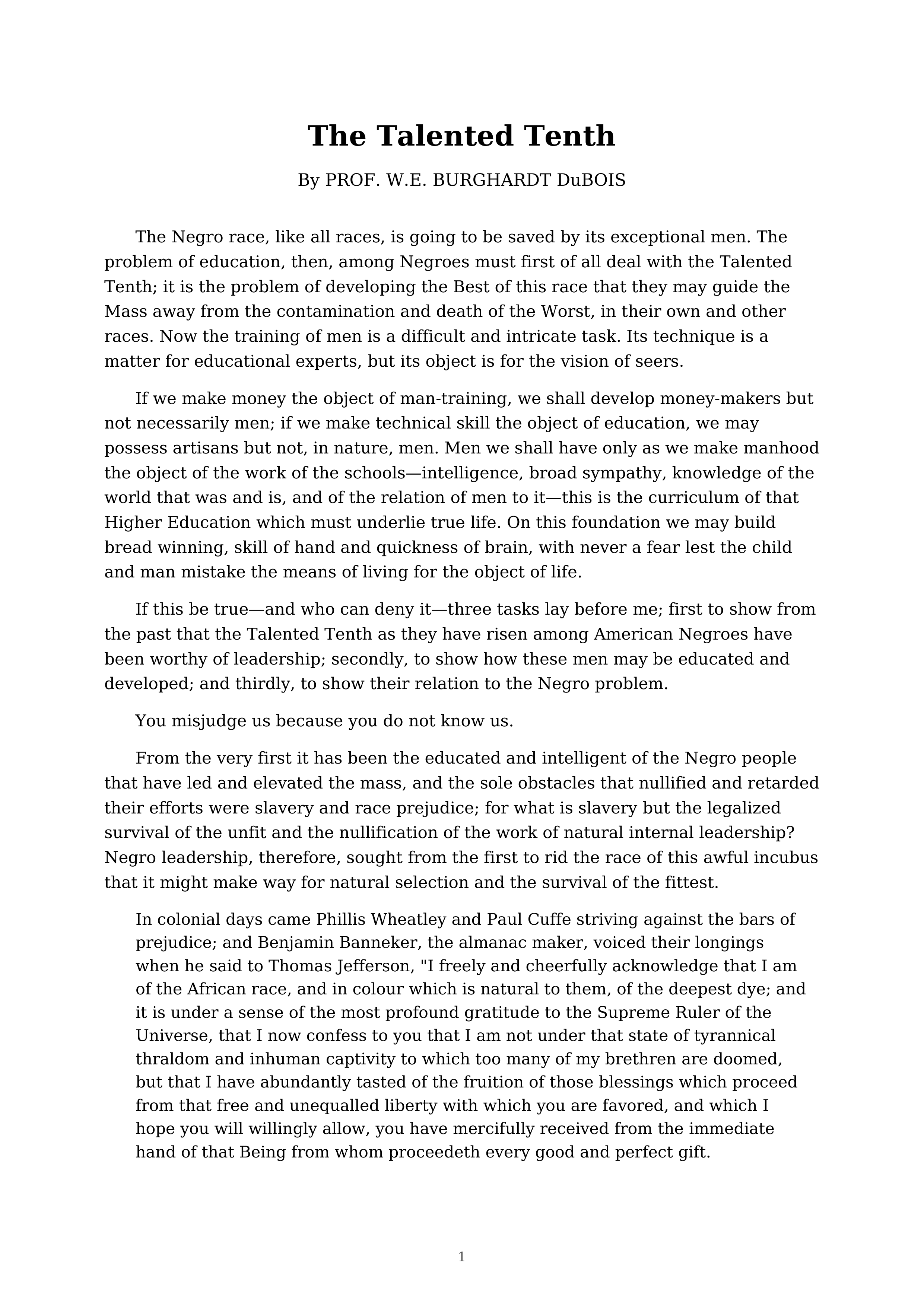 The Talented Tenth Essay — page 1