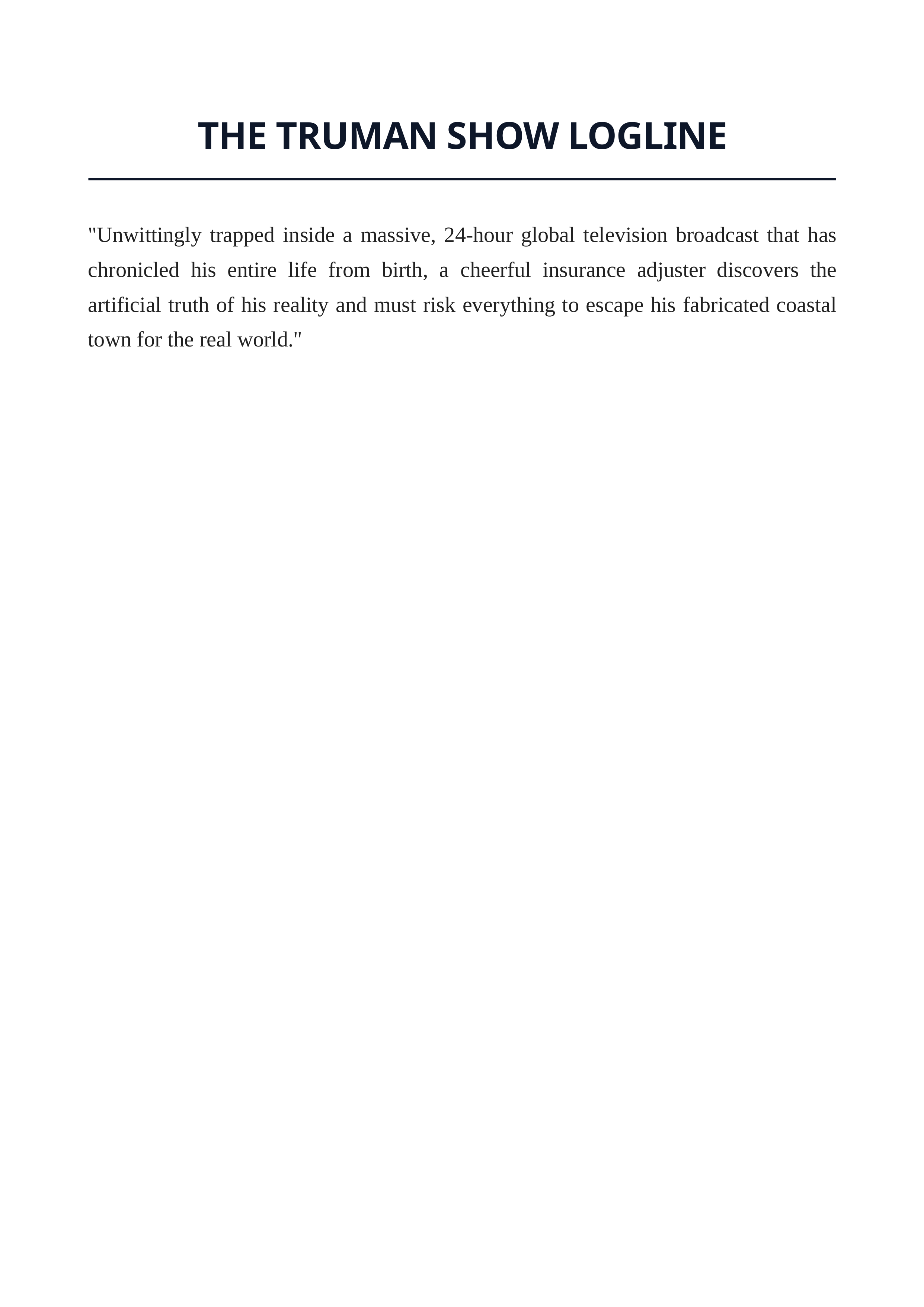 The Truman Show Logline — page 1