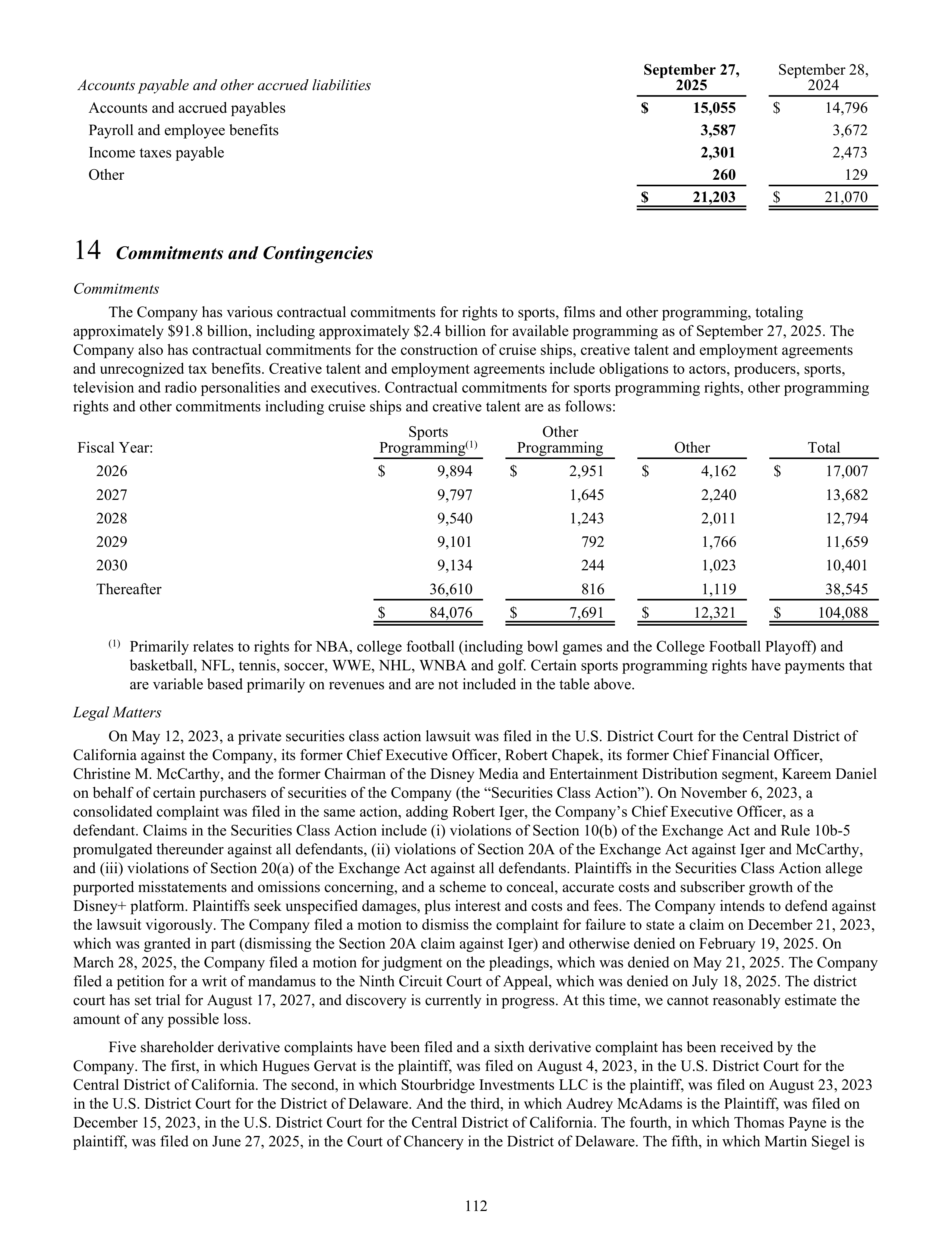 Disney Annual Report — page 115