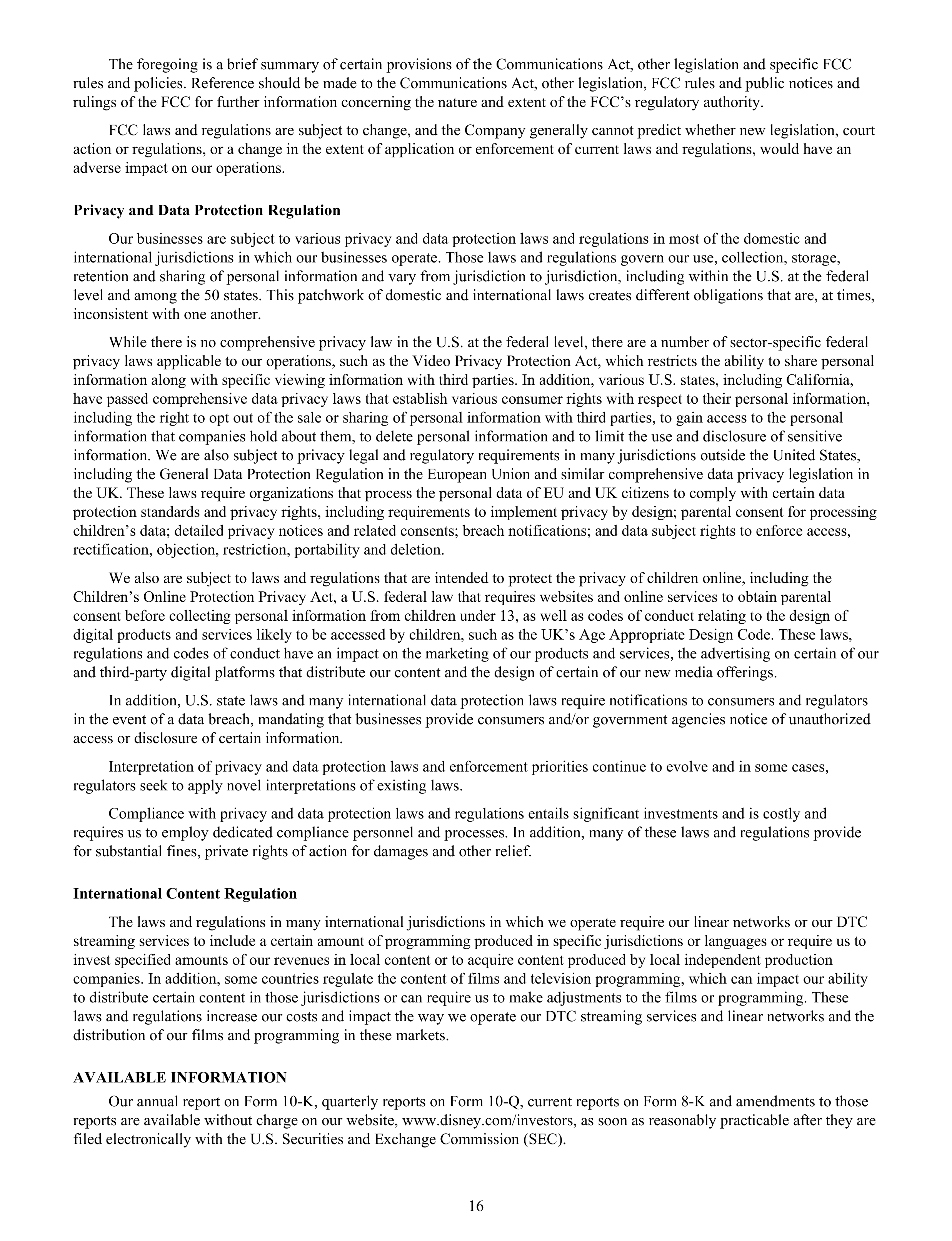 Disney Annual Report — page 19