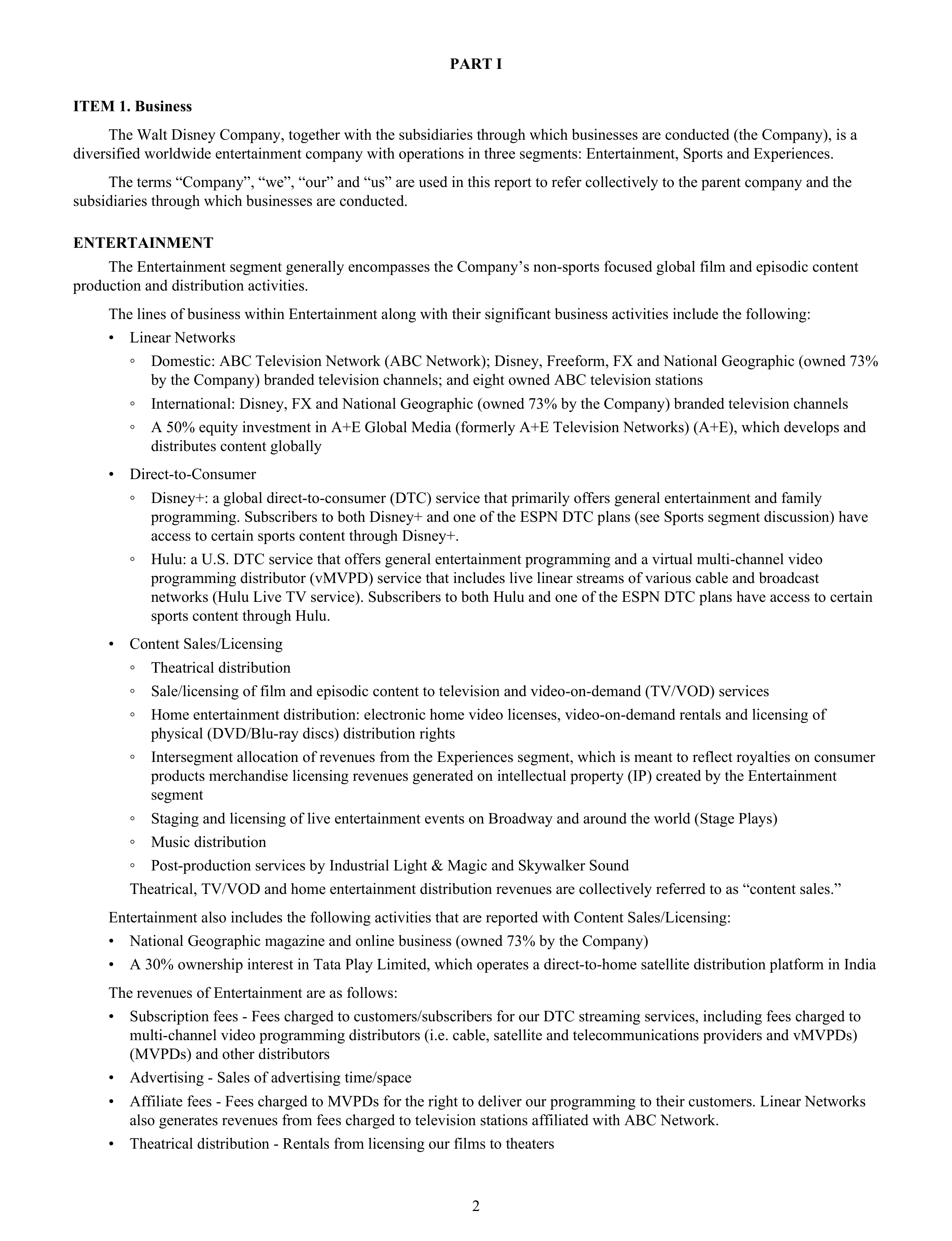 Disney Annual Report — page 5