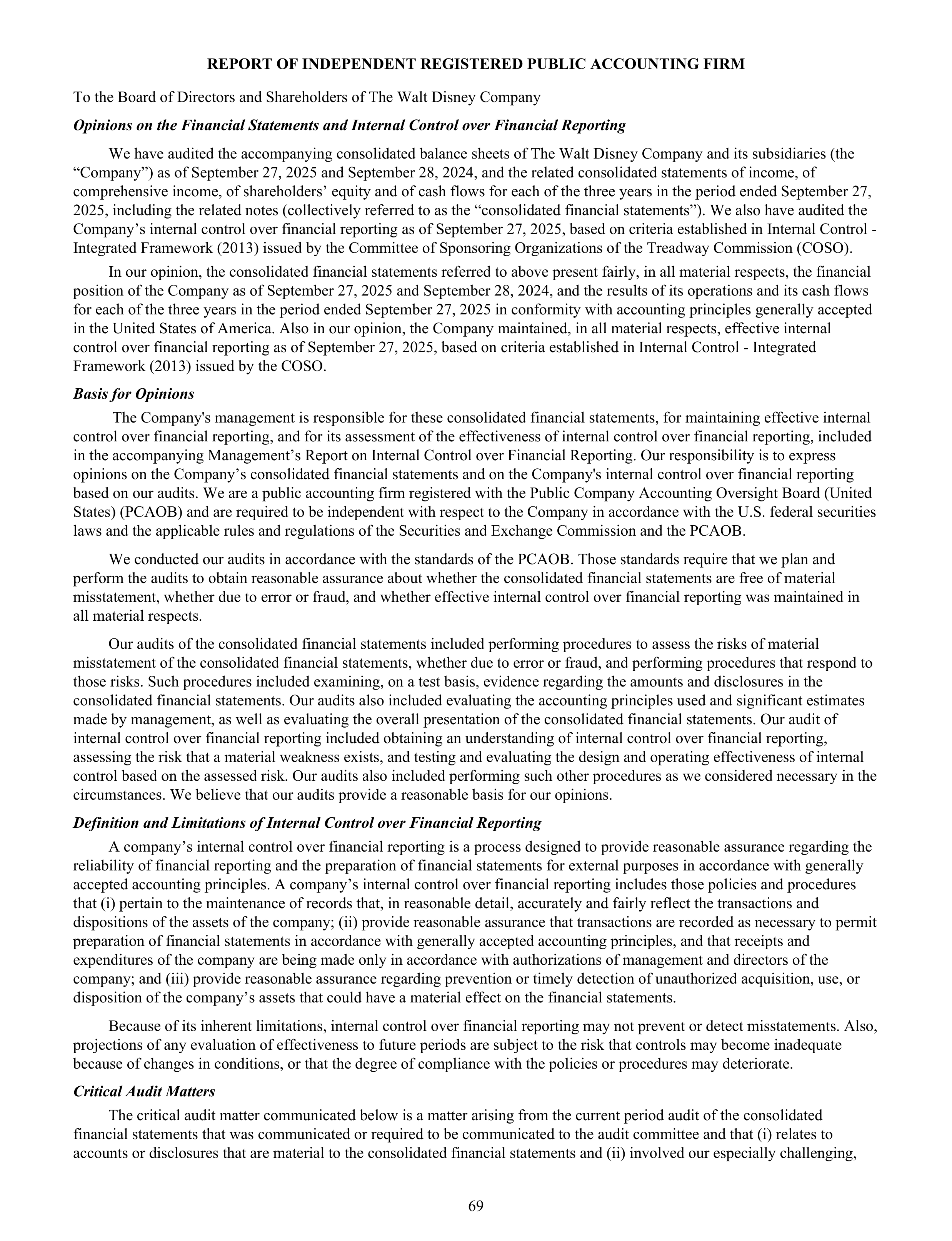 Disney Annual Report — page 72