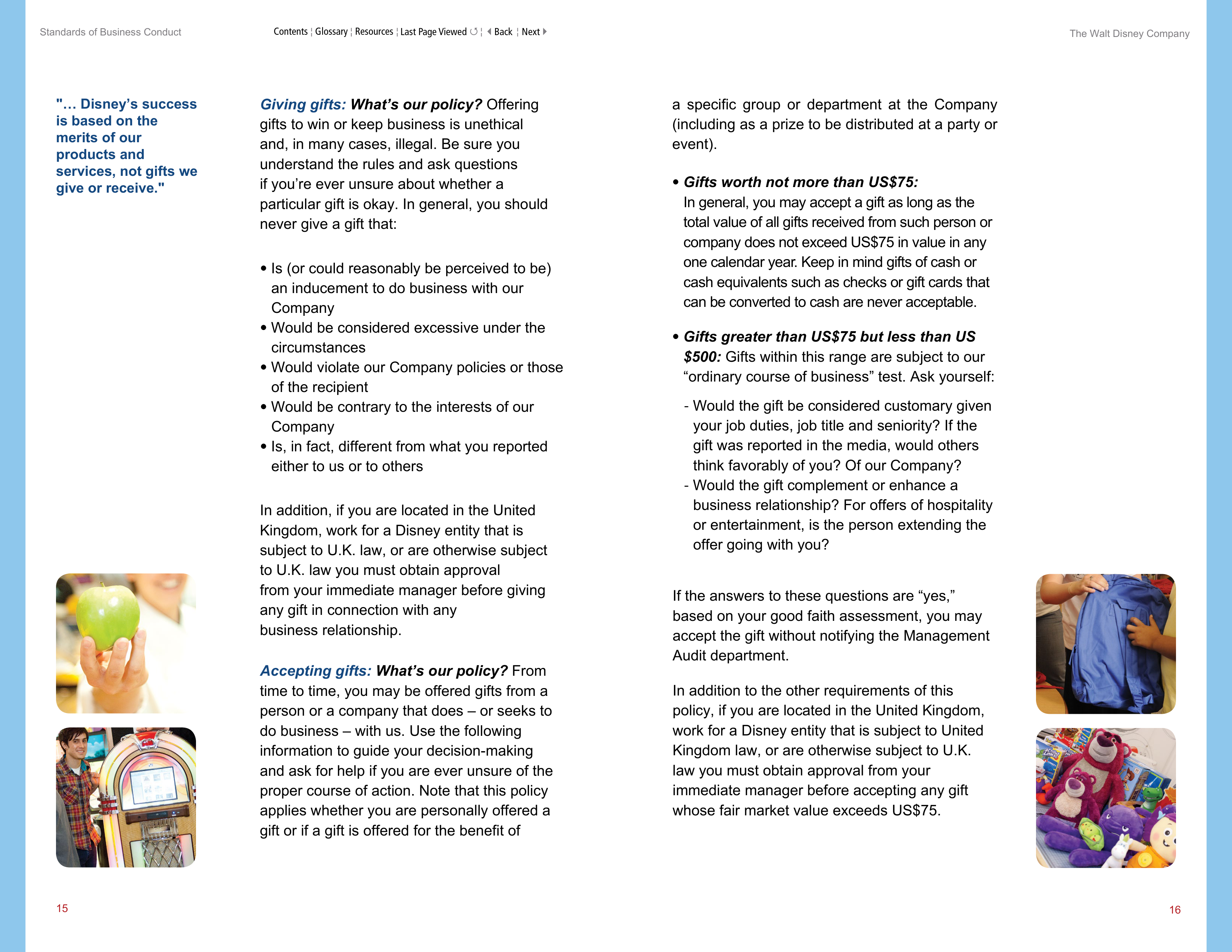 The Walt Disney Company Standards of Business Conduct Handbook — page 11
