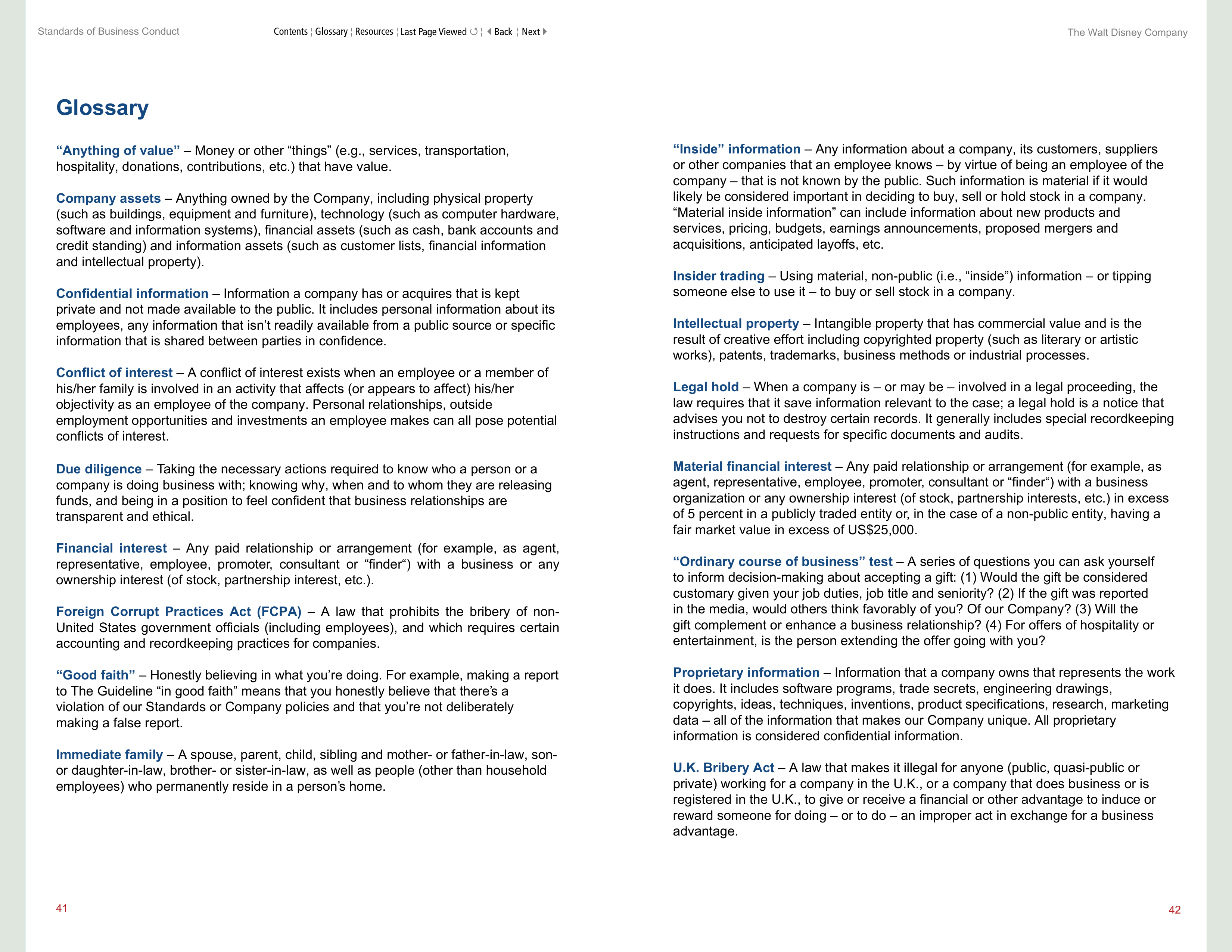 The Walt Disney Company Standards of Business Conduct Handbook — page 24