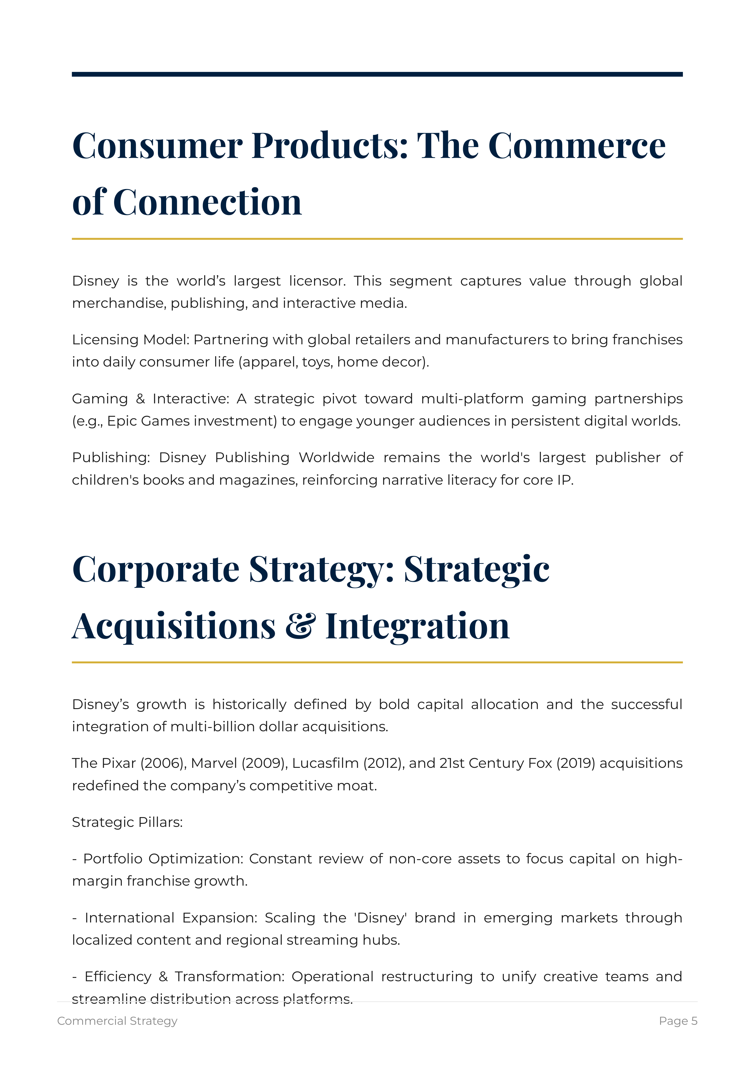 The Walt Disney Company’s Integrative Franchise Portfolio — page 5