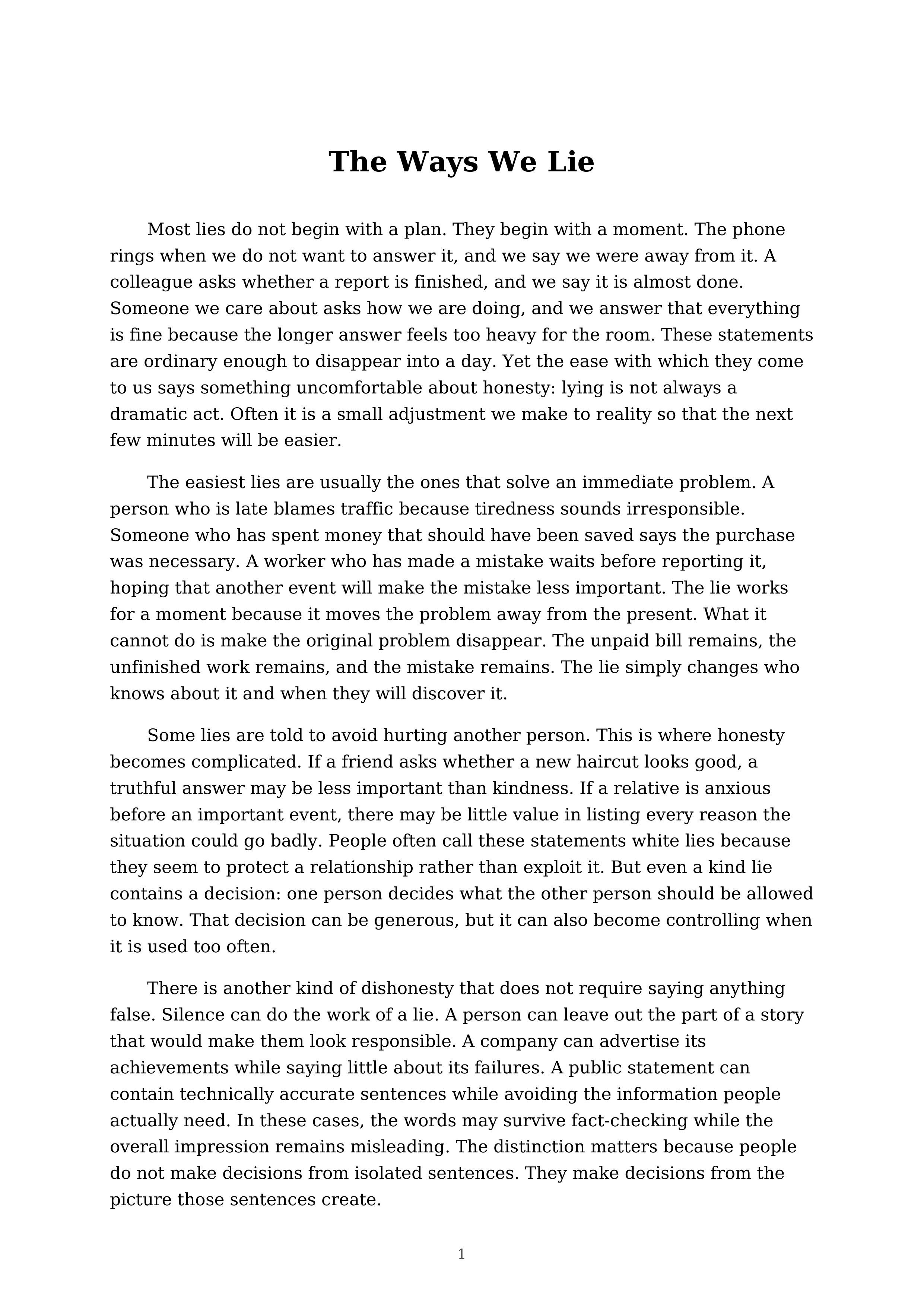 The Ways We Lie Essay — page 1
