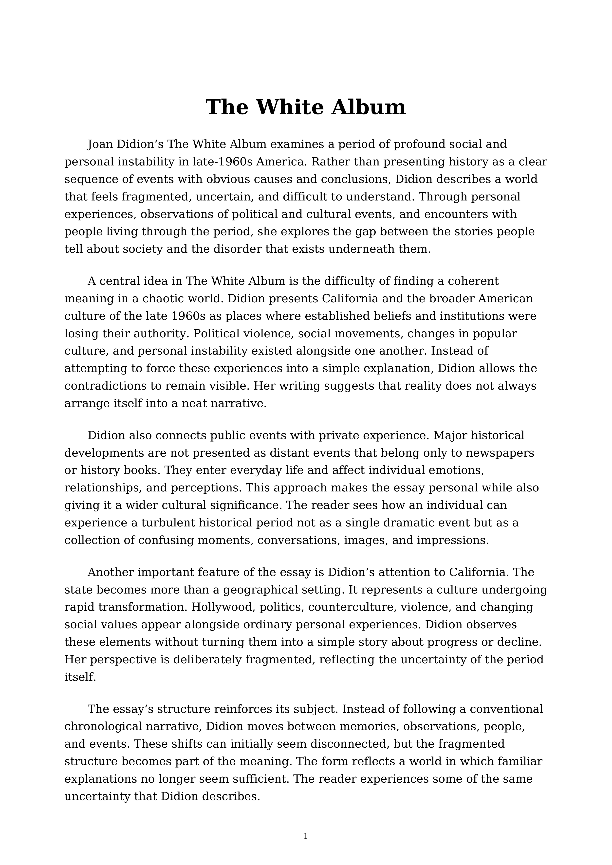 The White Album Essay — page 1