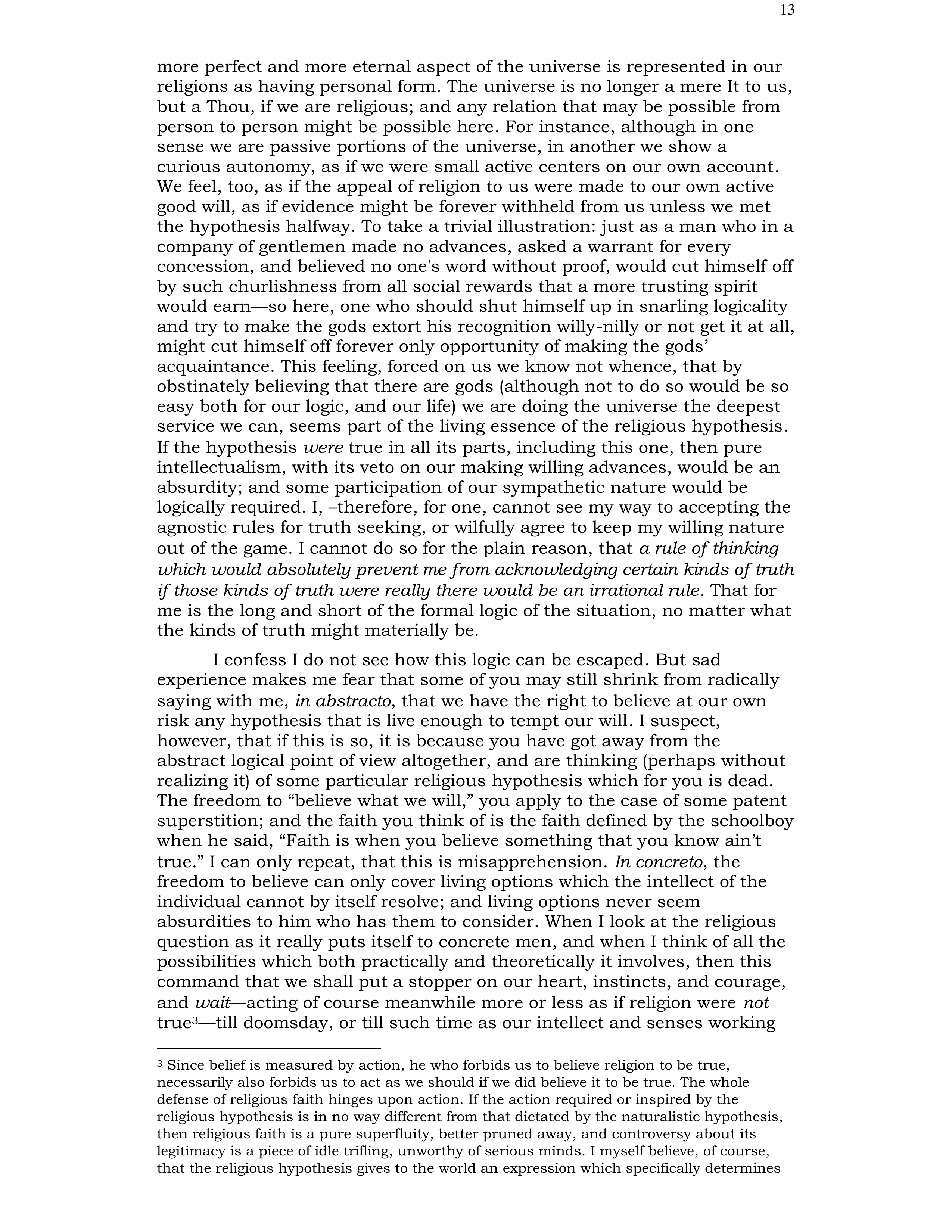 The Will to Believe Essay — page 13