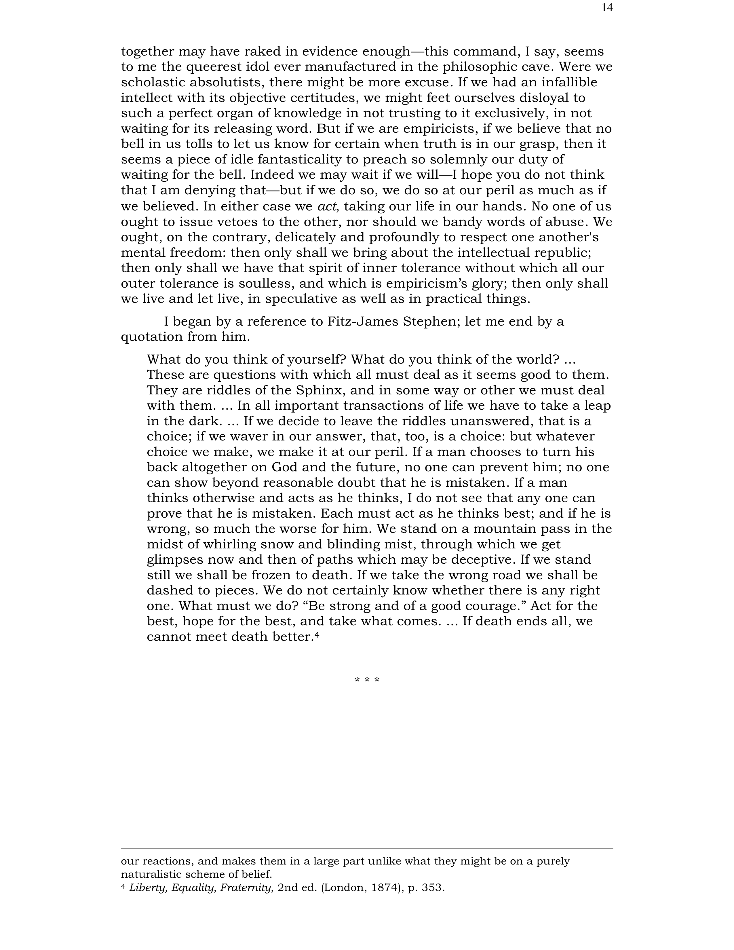 The Will to Believe Essay — page 14