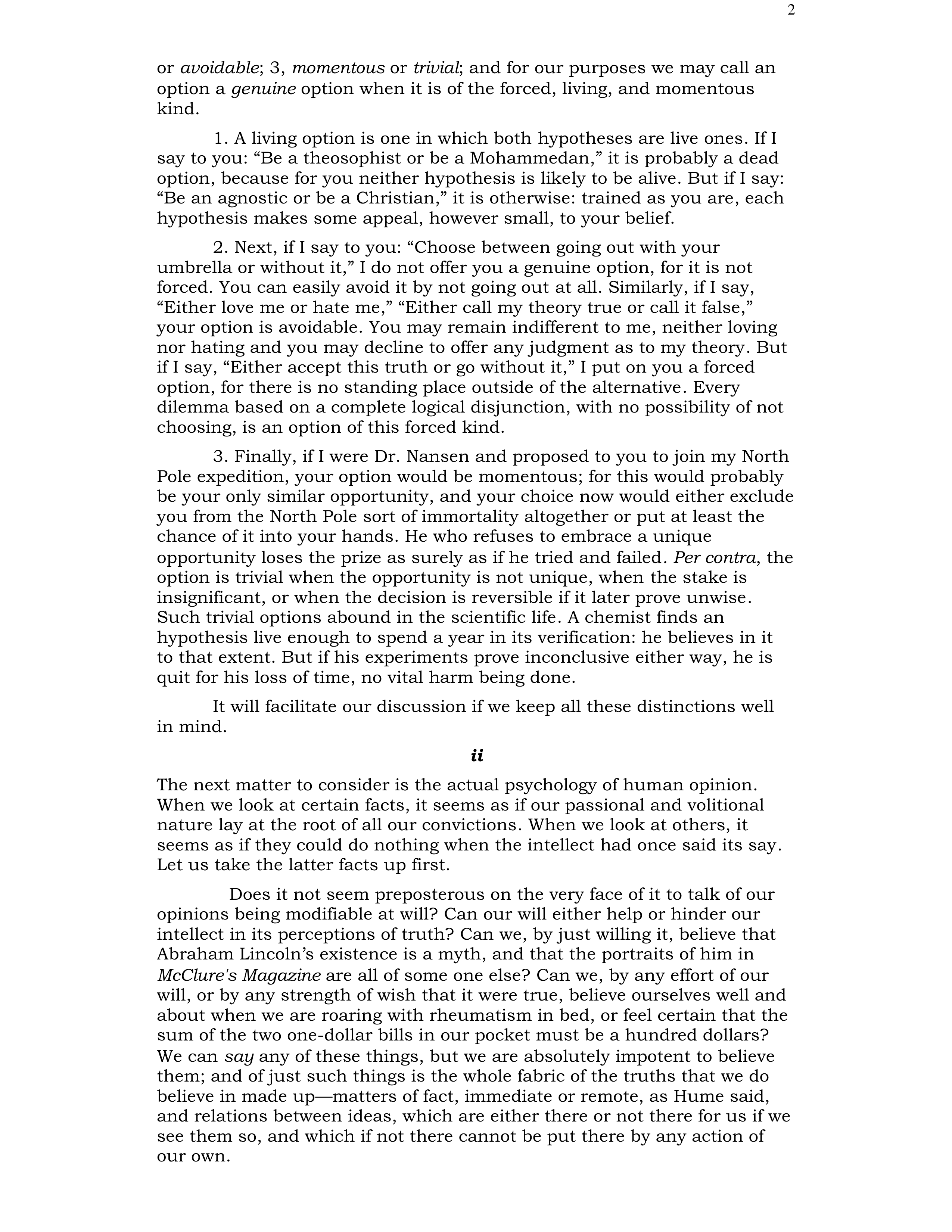 The Will to Believe Essay — page 2