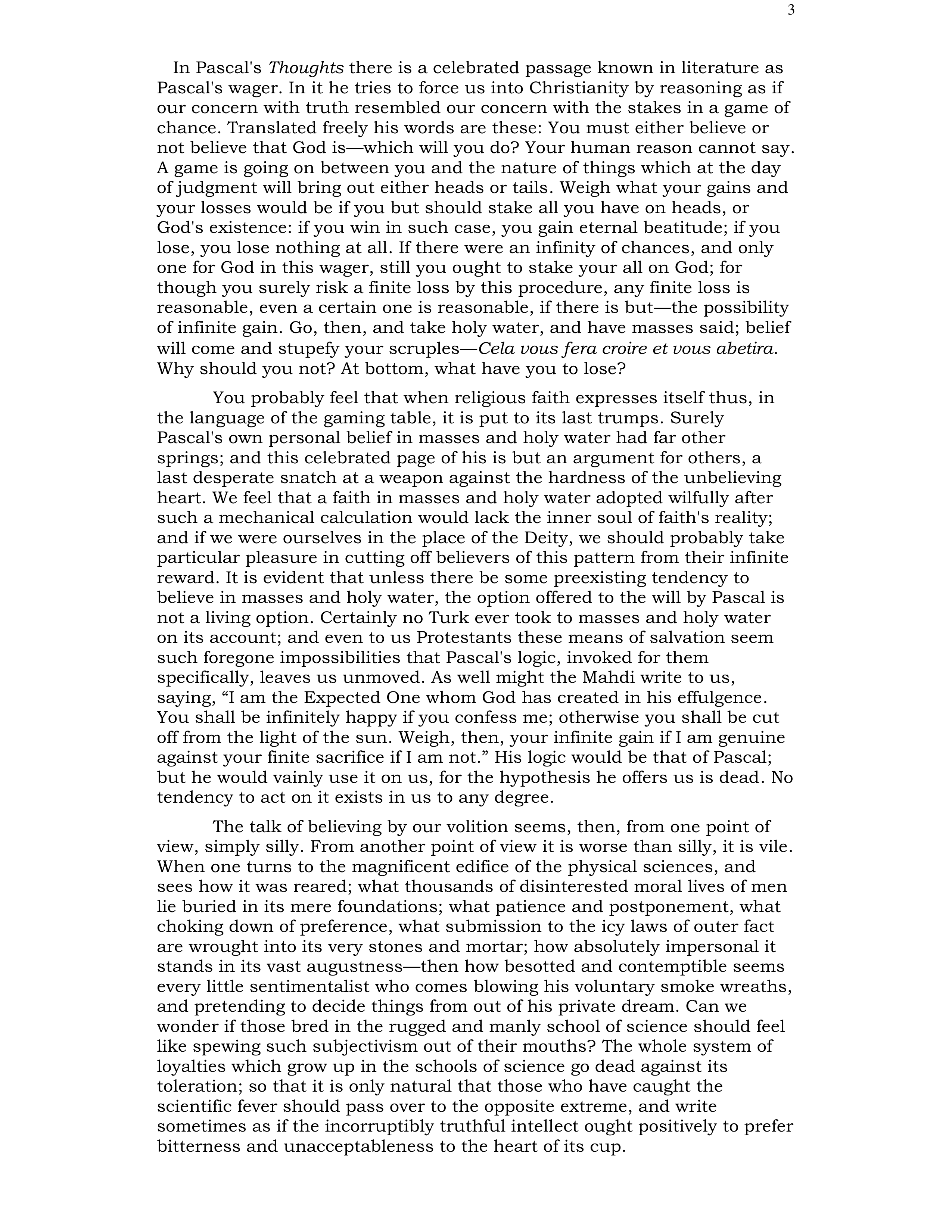 The Will to Believe Essay — page 3