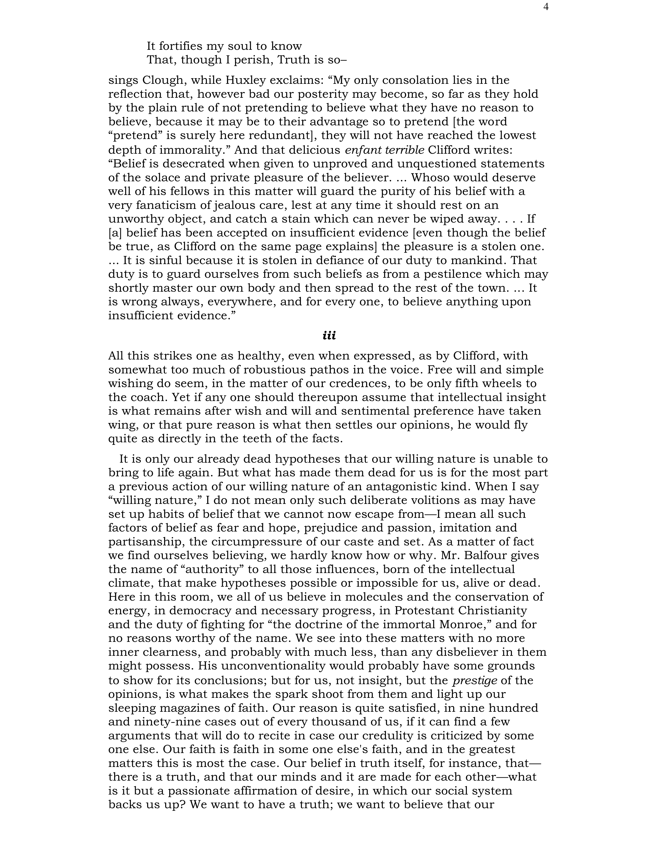The Will to Believe Essay — page 4