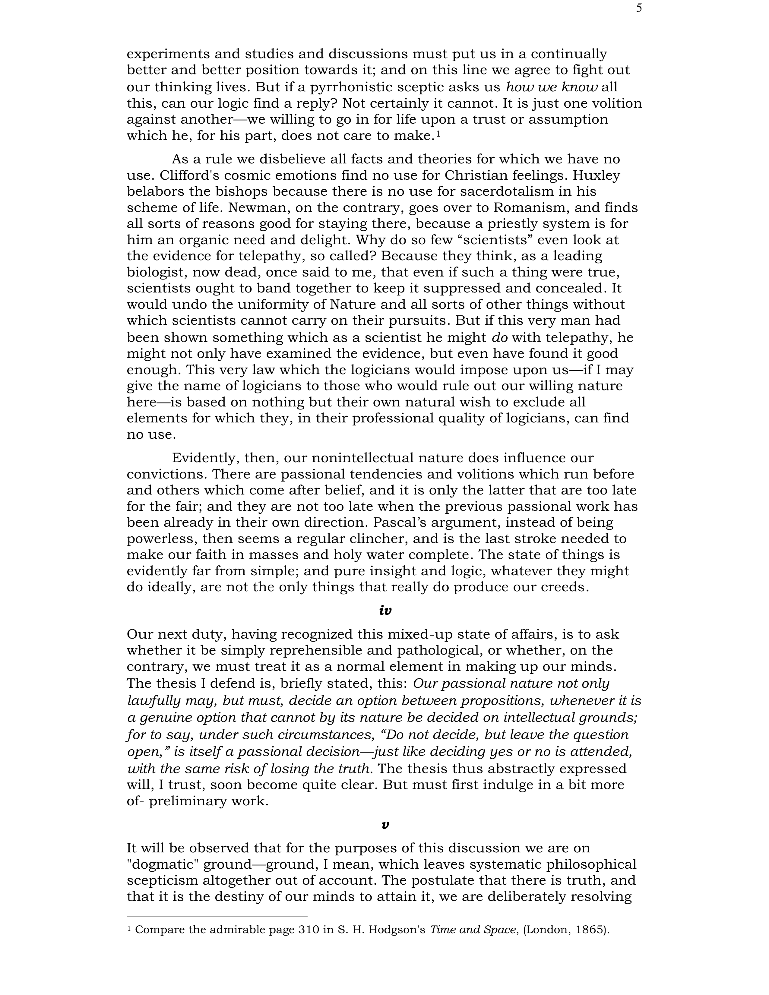 The Will to Believe Essay — page 5