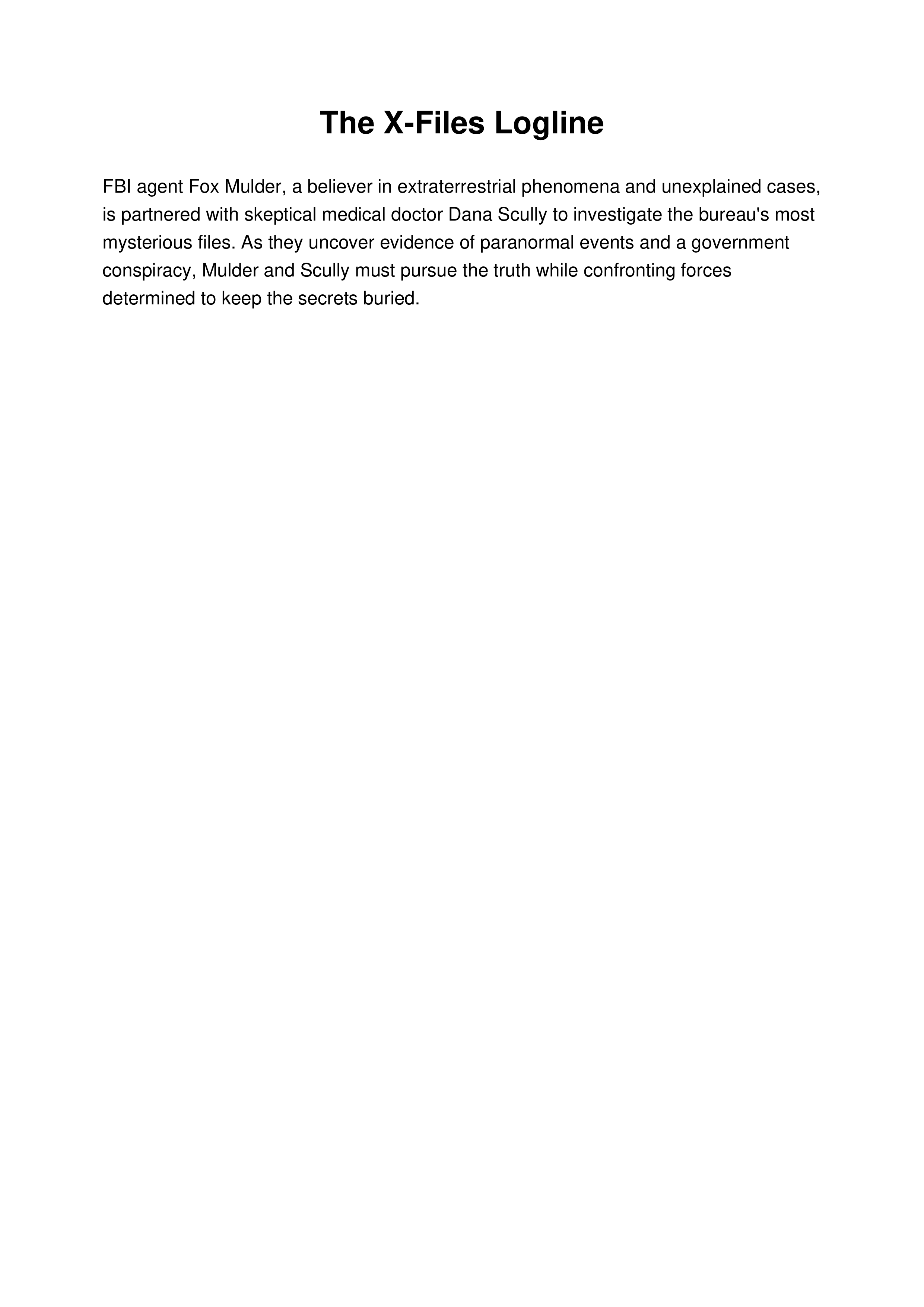 The X-Files Logline — page 1