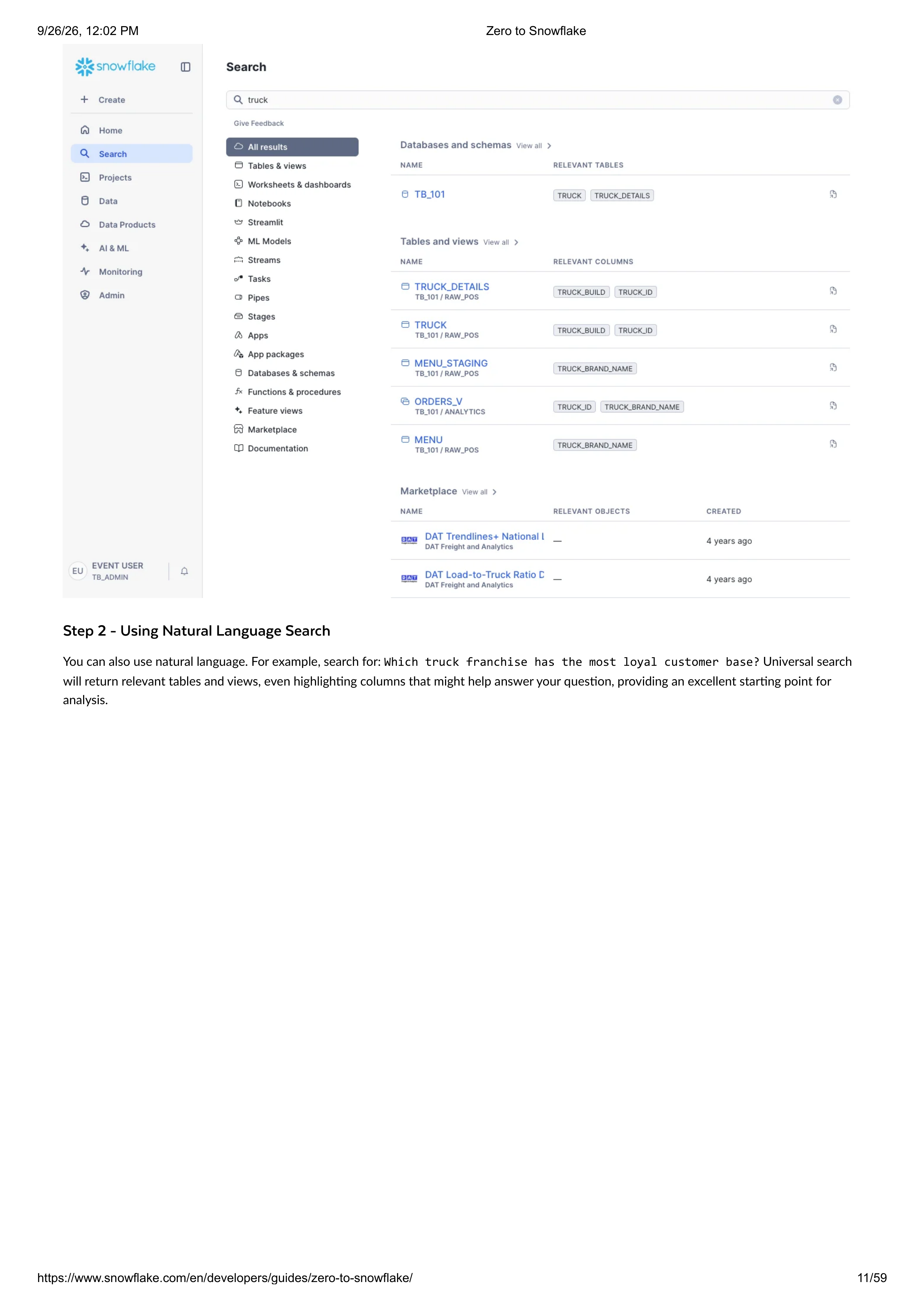 The Zero to Snowflake Quickstart Guide — page 11