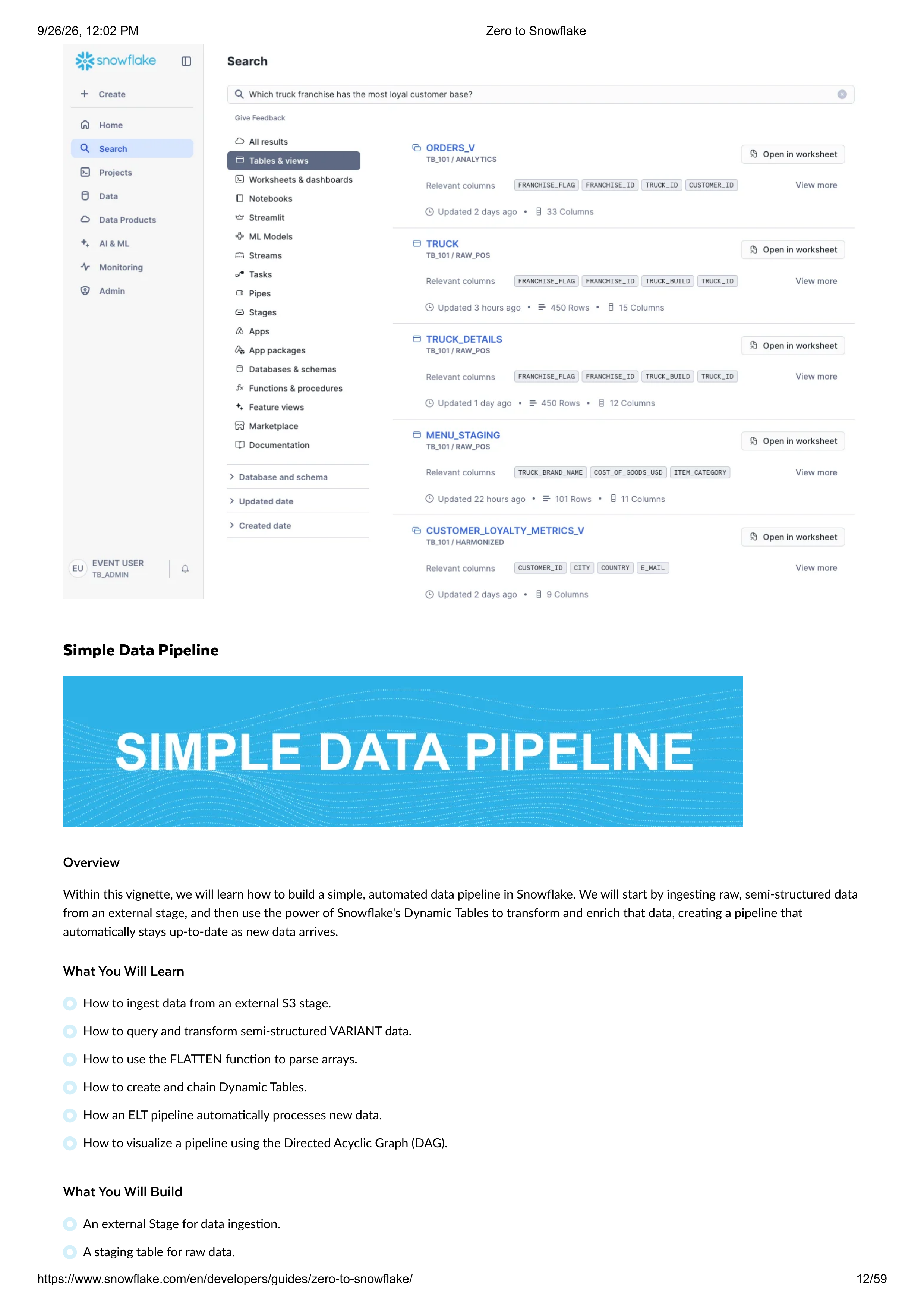 The Zero to Snowflake Quickstart Guide — page 12