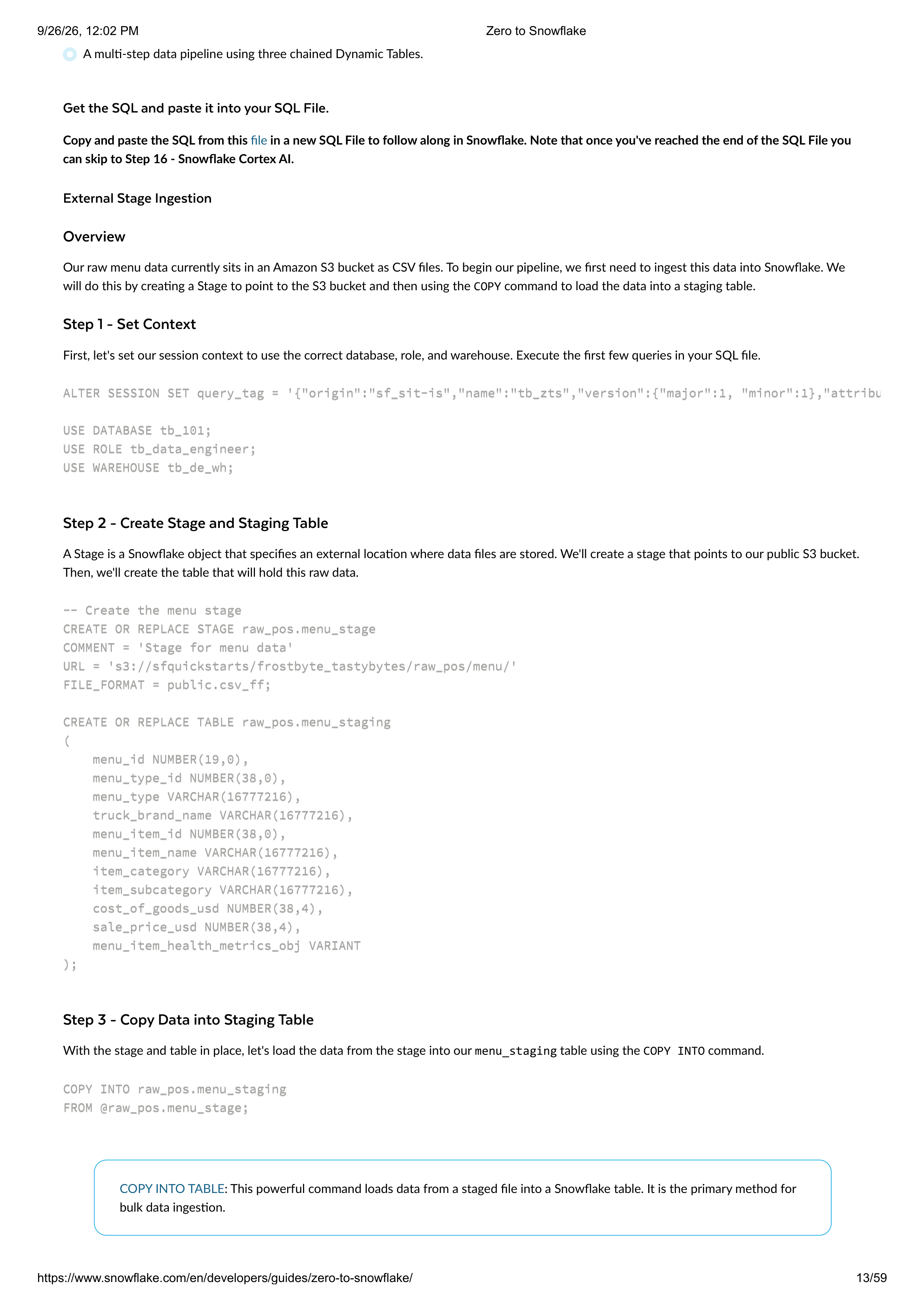 The Zero to Snowflake Quickstart Guide — page 13