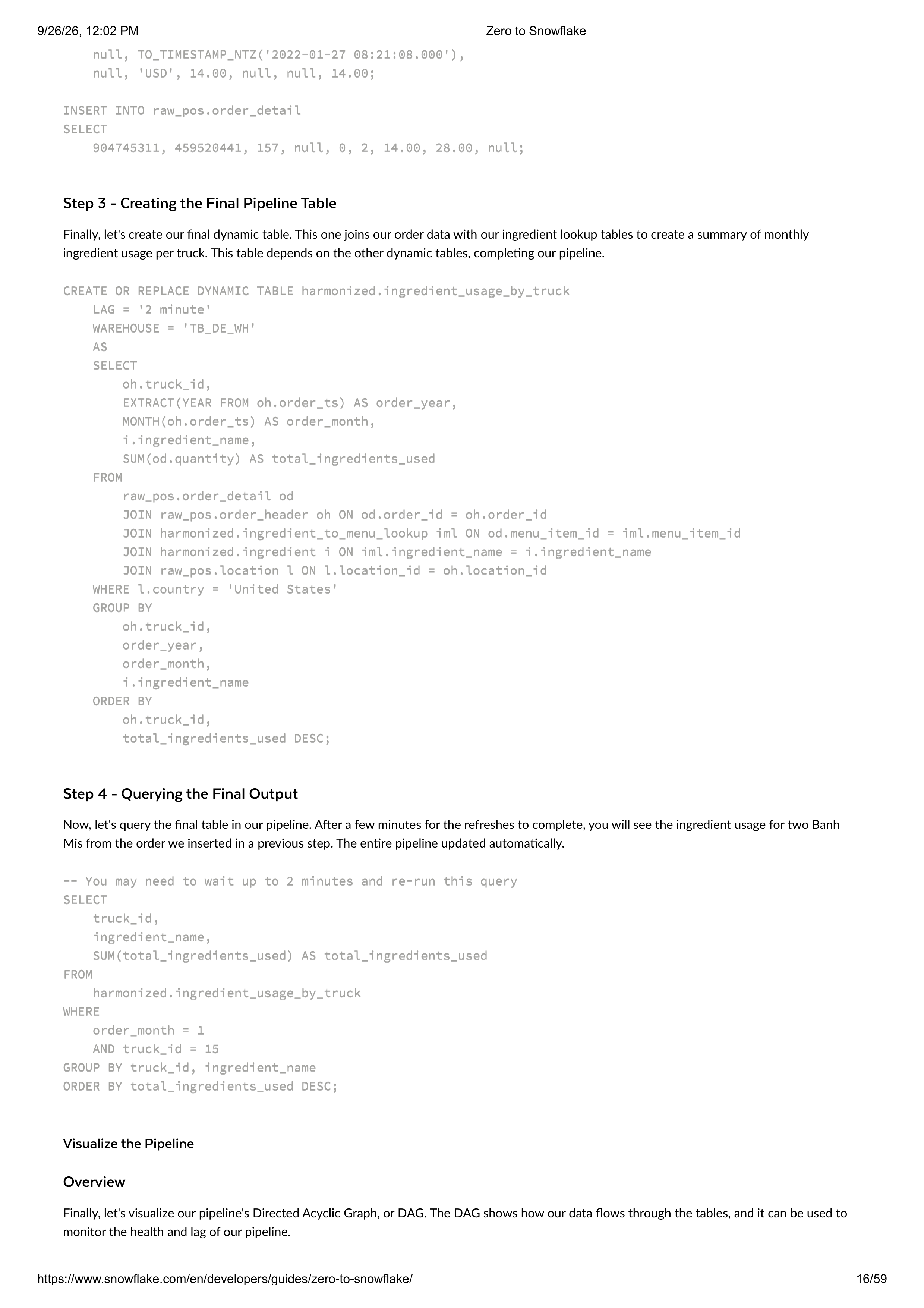 The Zero to Snowflake Quickstart Guide — page 16